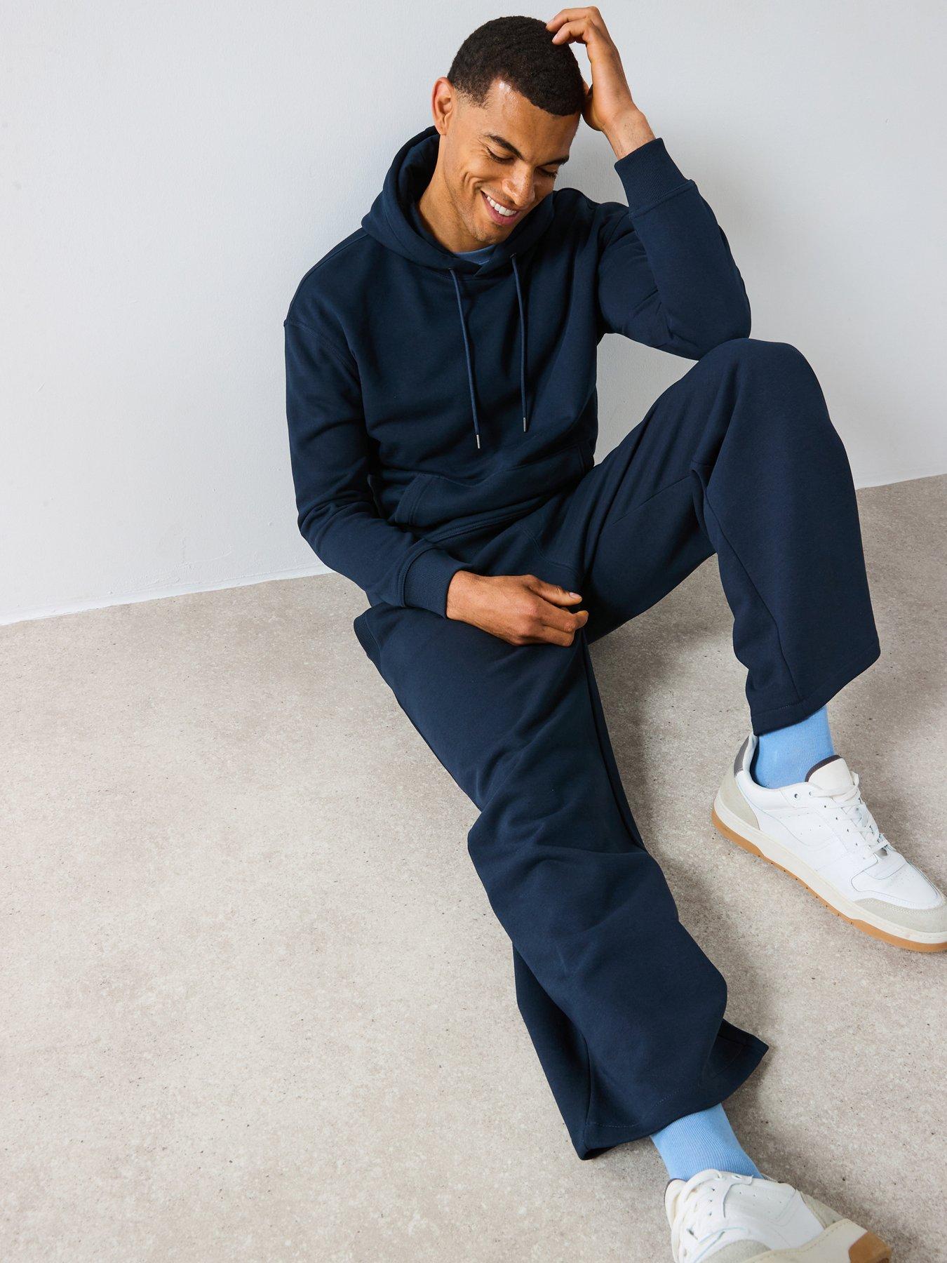 undefined Essential Oversized Open Hem Joggers - Navy