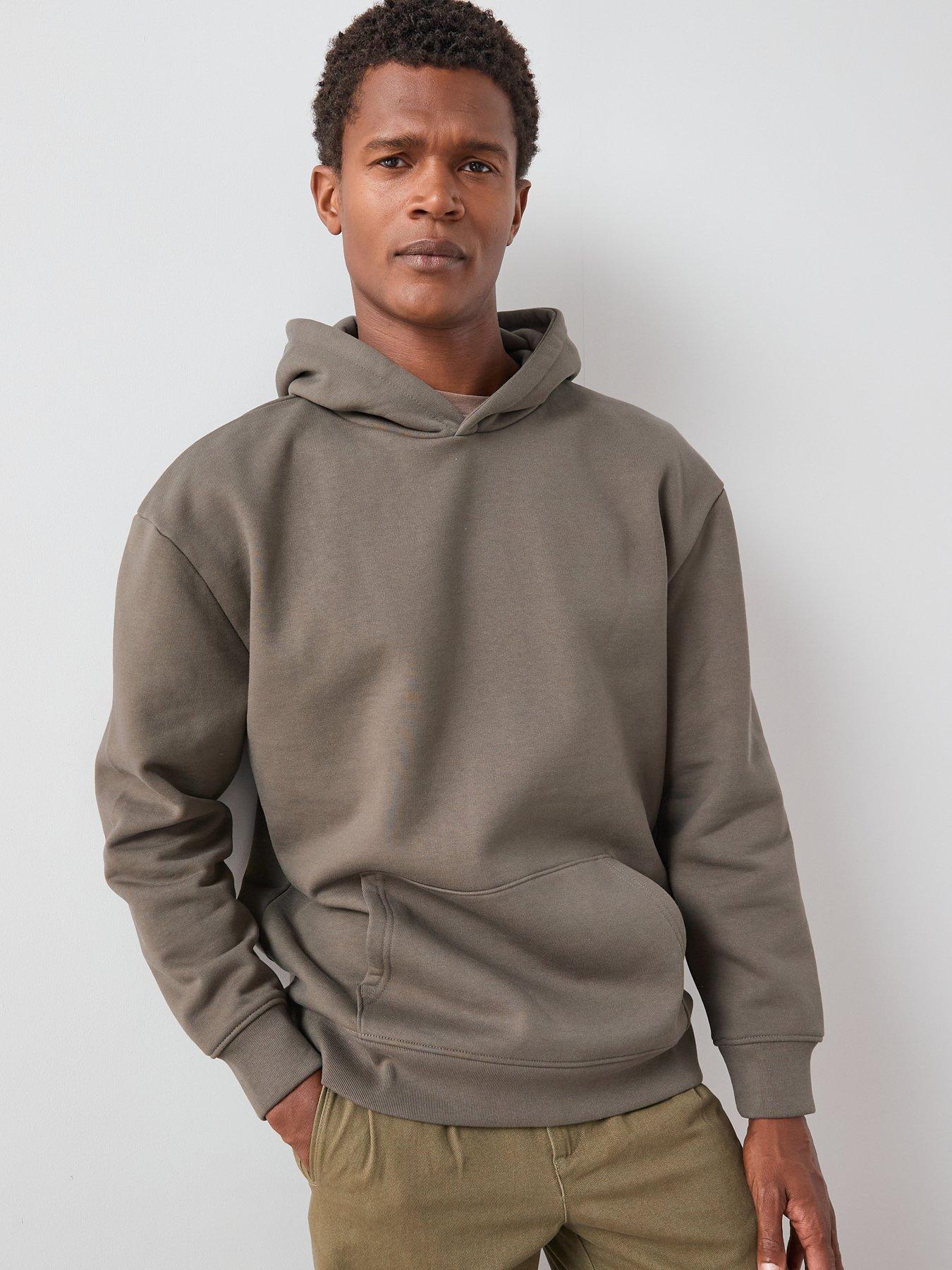  image of the-very-collection-heavyweight-relaxed-fit-hoodie-dark-khaki