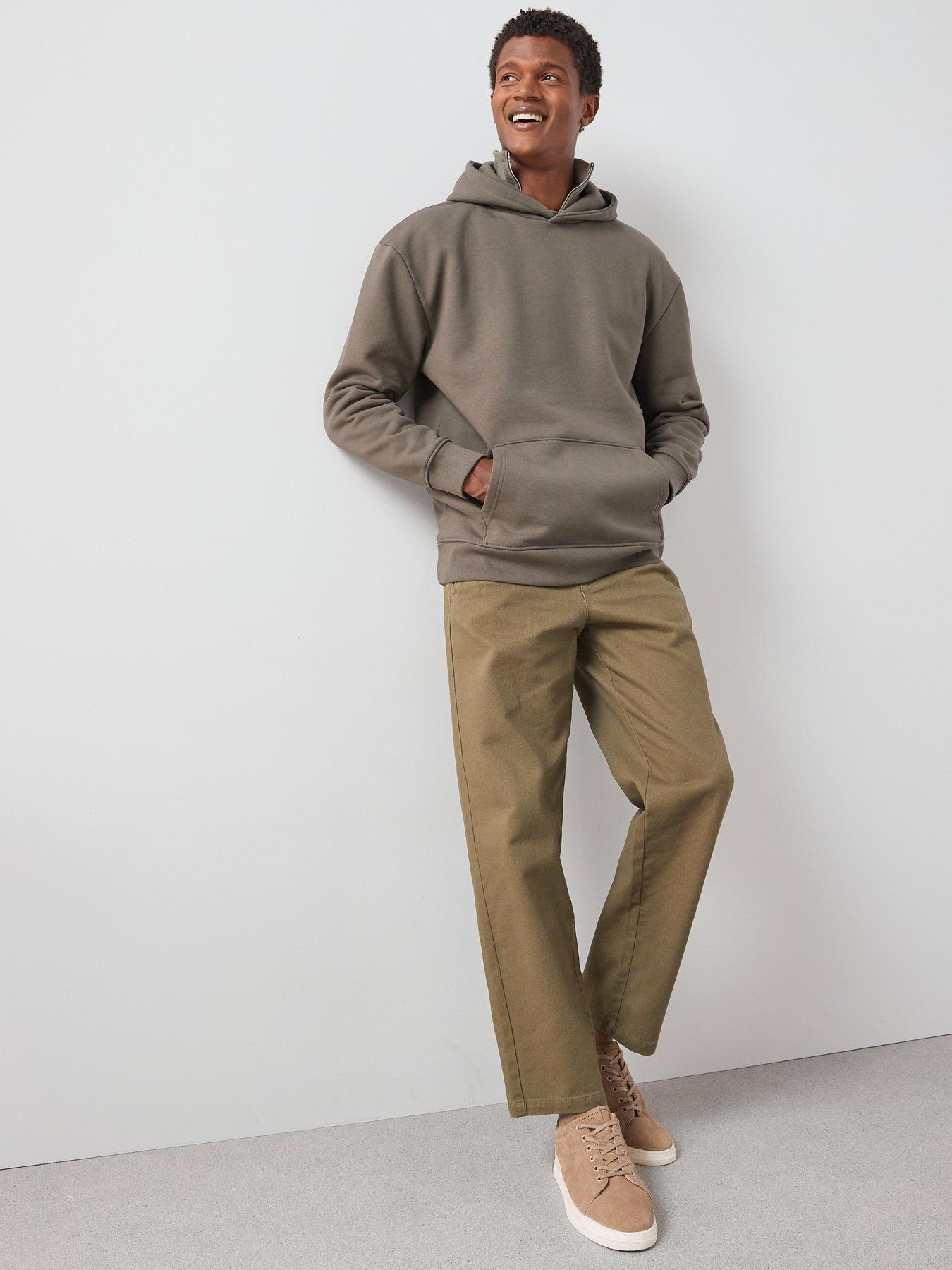  image of the-very-collection-heavyweight-relaxed-fit-hoodie-dark-khaki