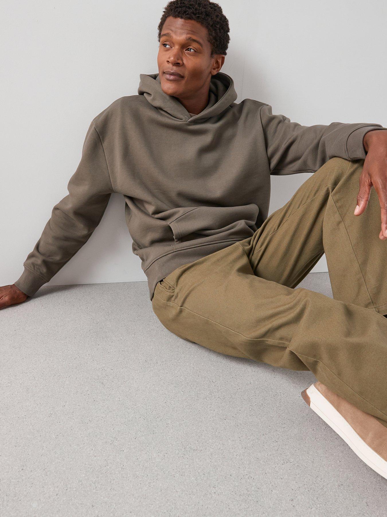  image of the-very-collection-heavyweight-relaxed-fit-hoodie-dark-khaki