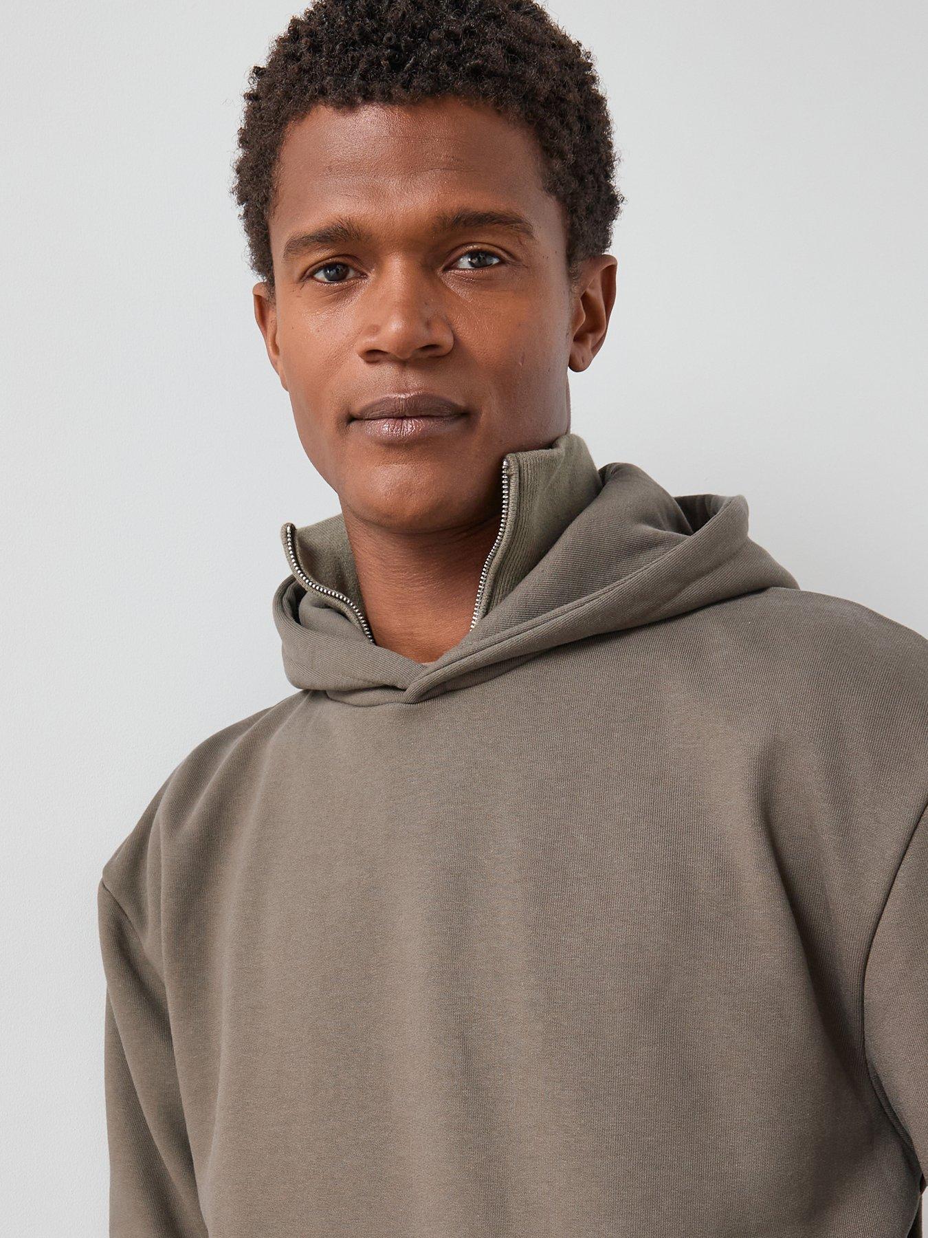  image of the-very-collection-heavyweight-relaxed-fit-hoodie-dark-khaki