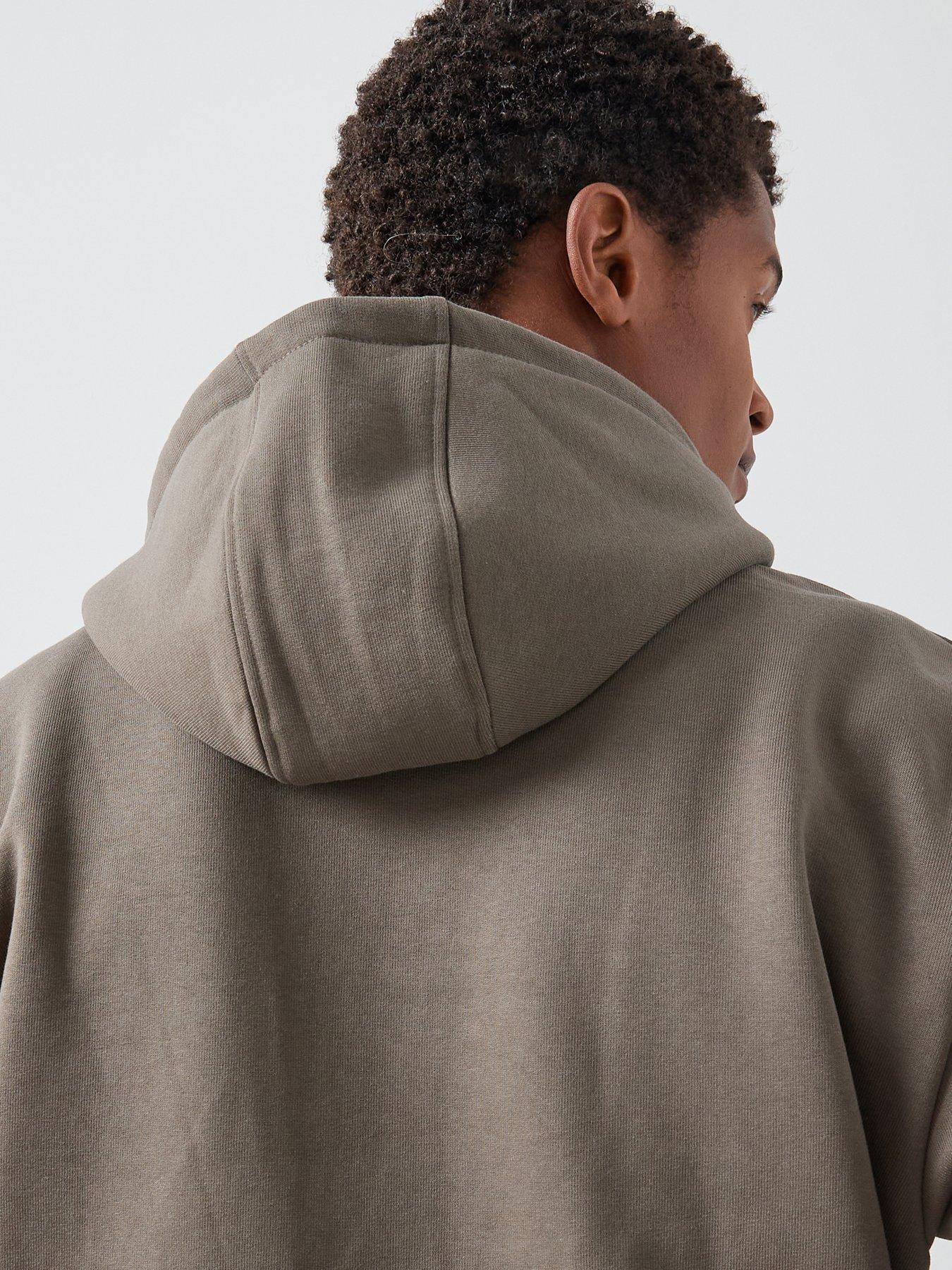  image of the-very-collection-heavyweight-relaxed-fit-hoodie-dark-khaki