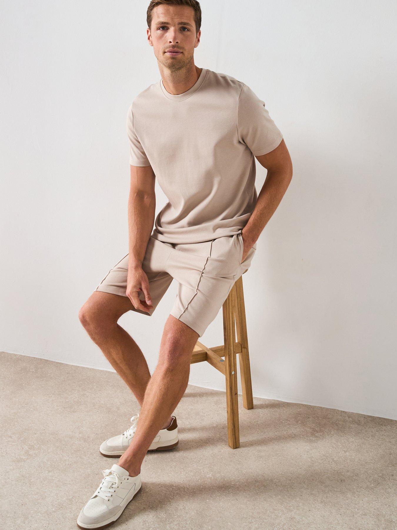 undefined Pure Cotton Interlock T-shirt And Short Set - Stone