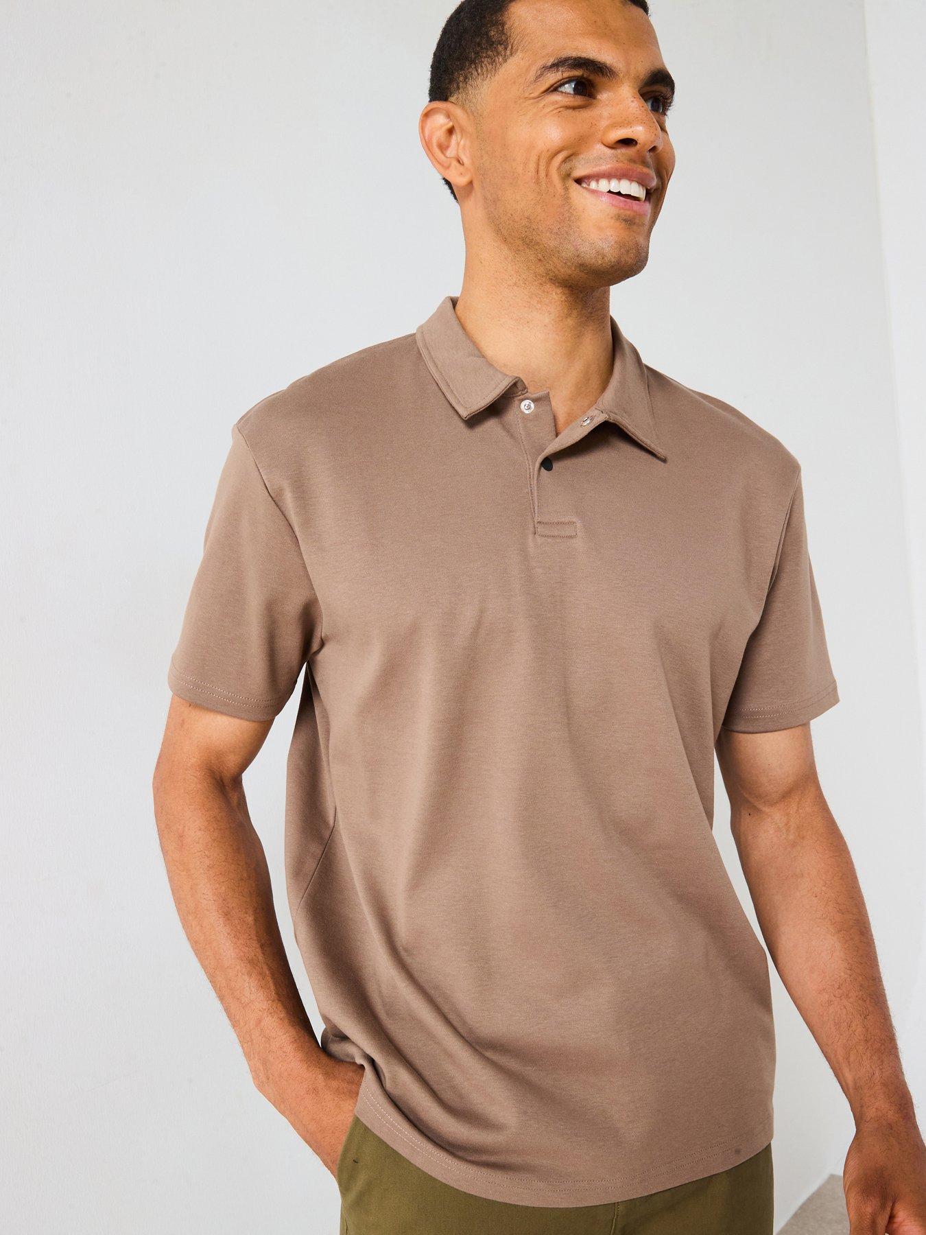 Very Man Interlock Popper Polo Top - Brown