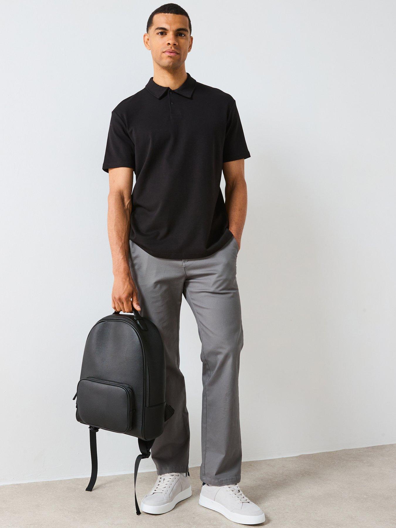 Very Man Interlock Popper Polo Top - Black