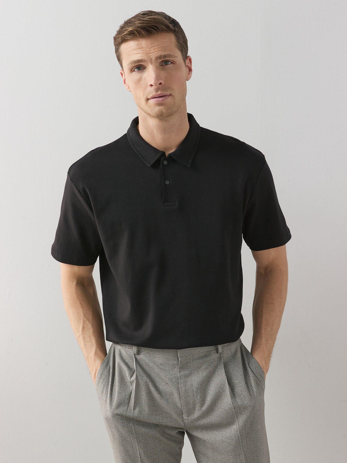Very Man Interlock Popper Polo Top - Black