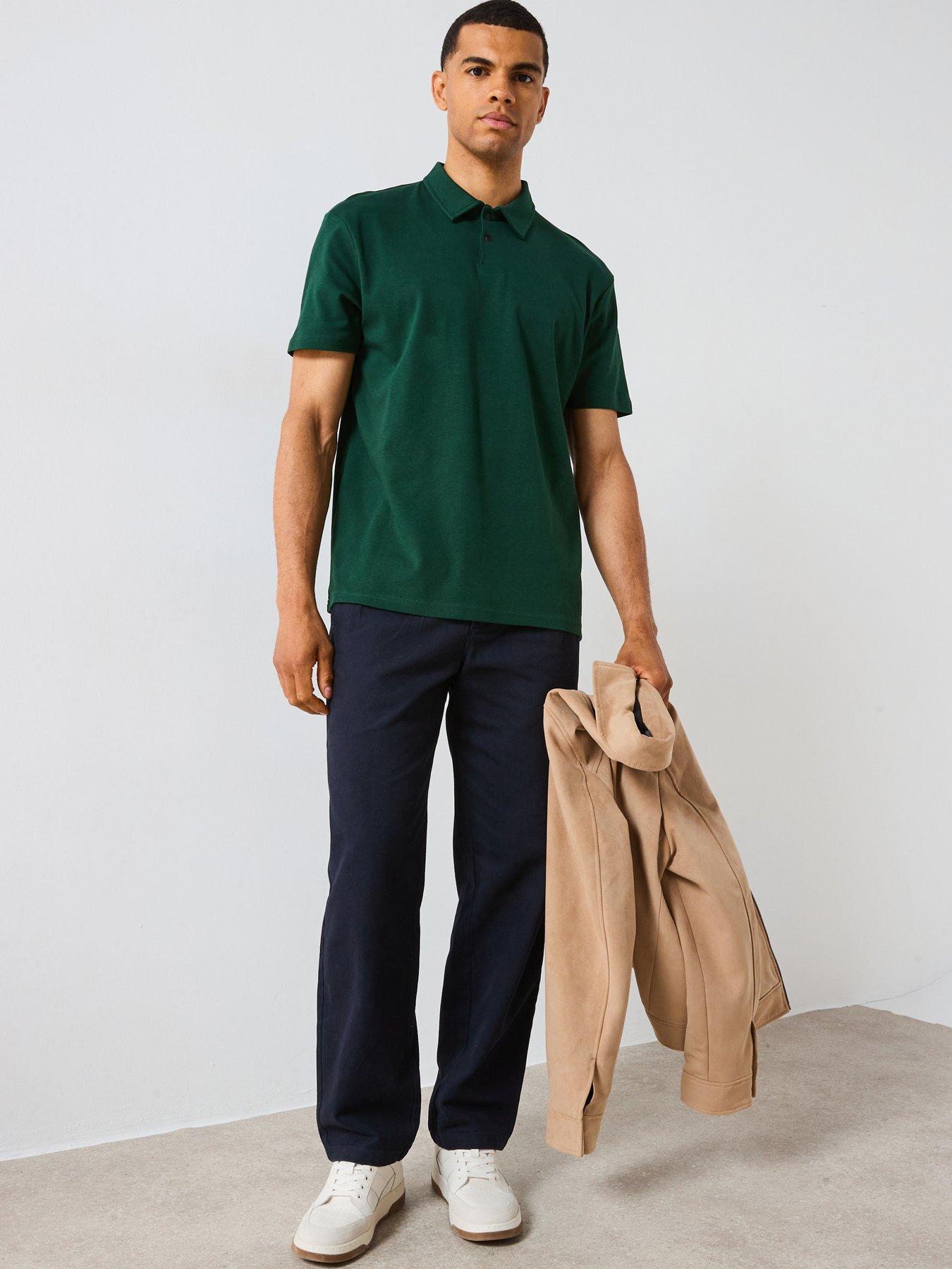 Image 1 of 6 of Very Man Interlock Popper Polo Top - Green