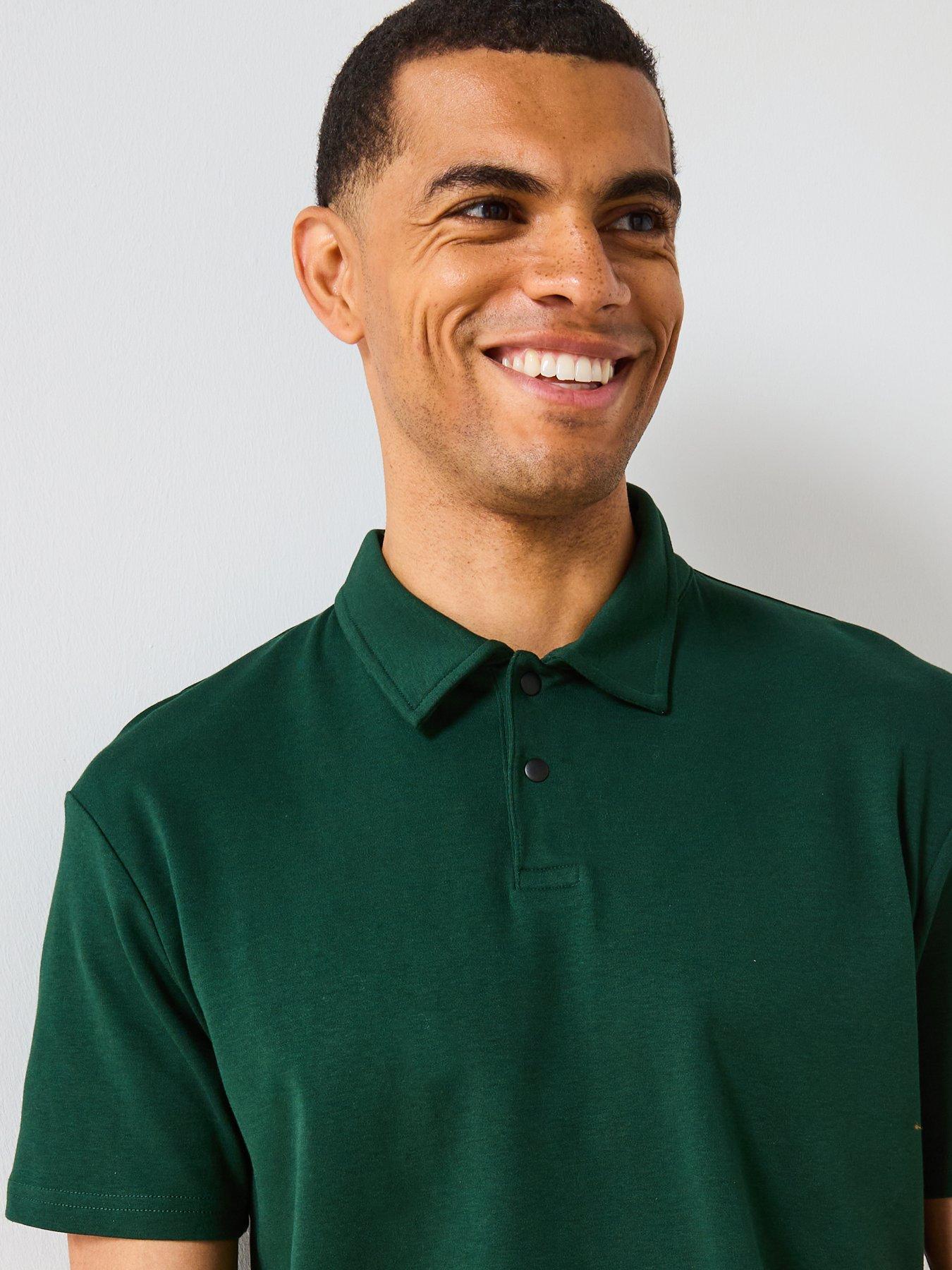 Image 4 of 6 of Very Man Interlock Popper Polo Top - Green