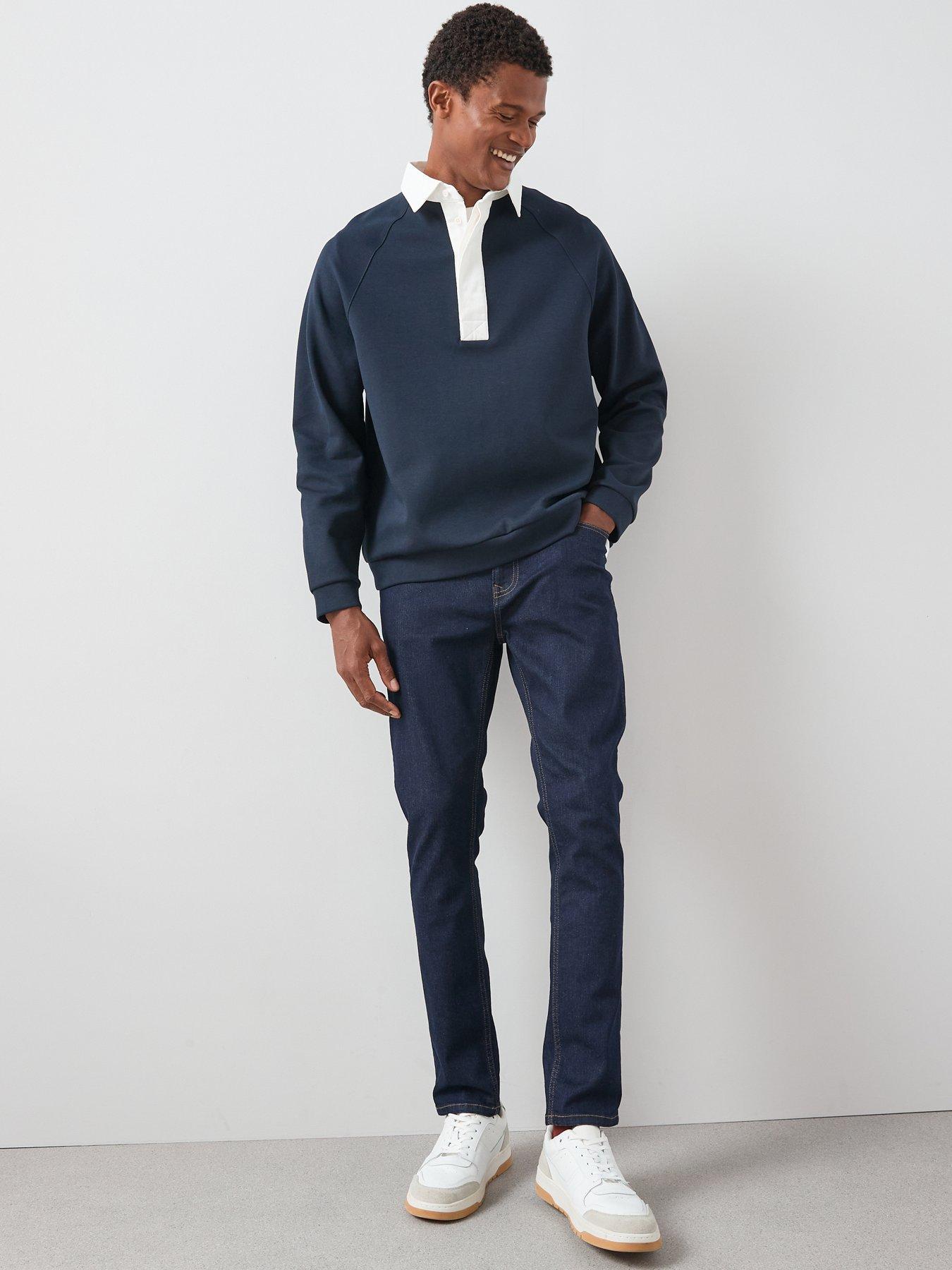 Image 6 of 6 of Very Man Oversized Polo Sweatshirt - Navy