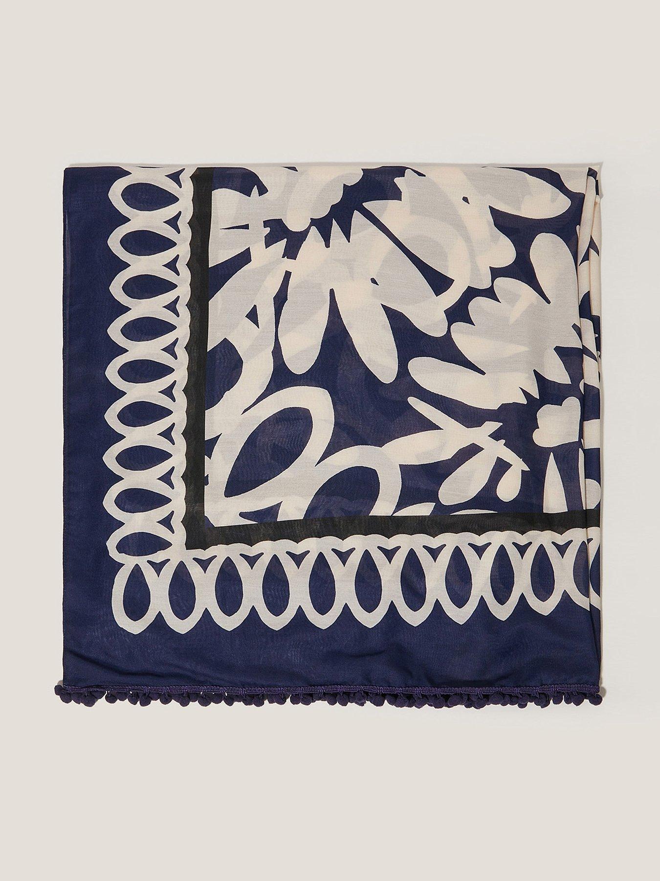 undefined Aria Abstract Scarf - Navy