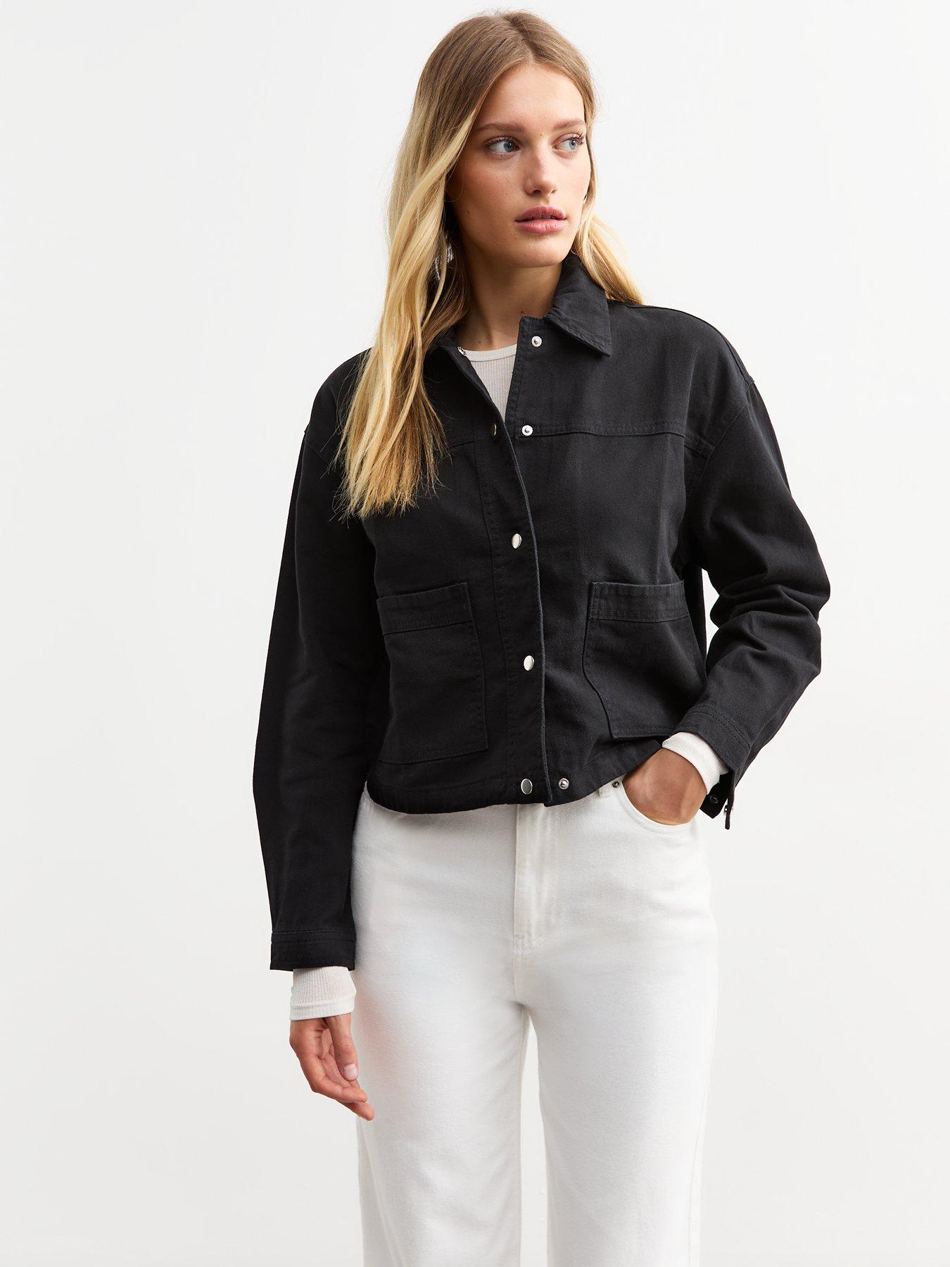 undefined Black Cotton Button Up Shacket