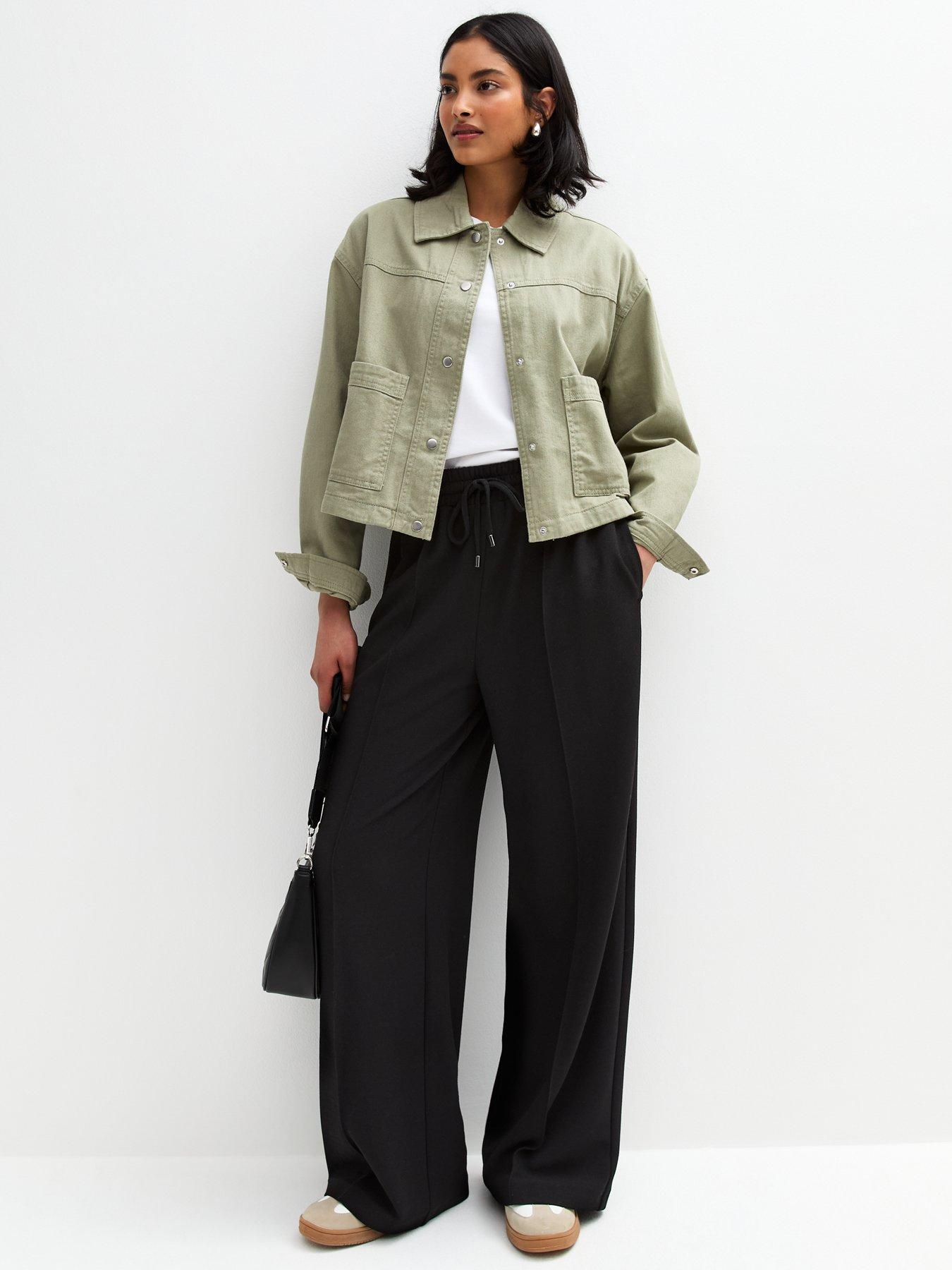  image of new-look-olive-cotton-button-up-twill-shacket