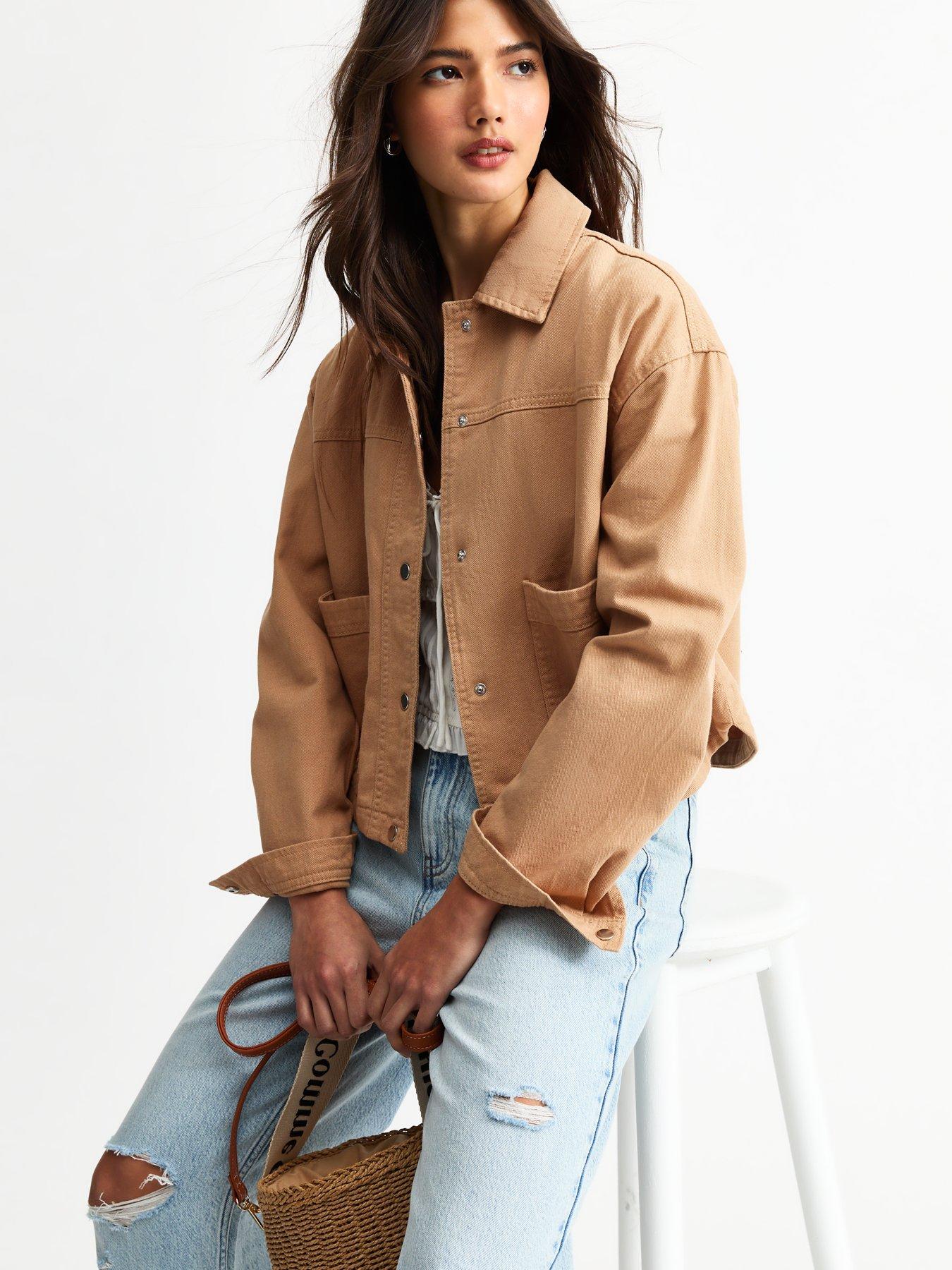 Velvet Shacket River Island Shacket Womens New Look Tan Brown - Main Image