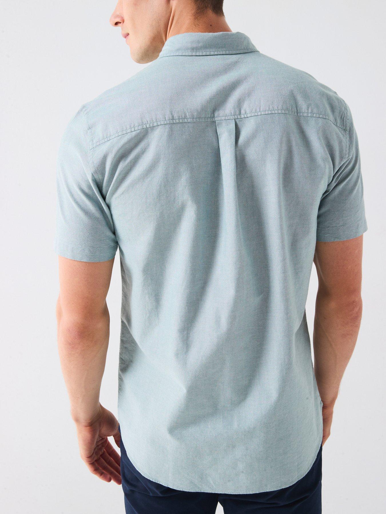 Image 2 of 6 of Very Man Short Sleeve Button Down Oxford Shirt- Green