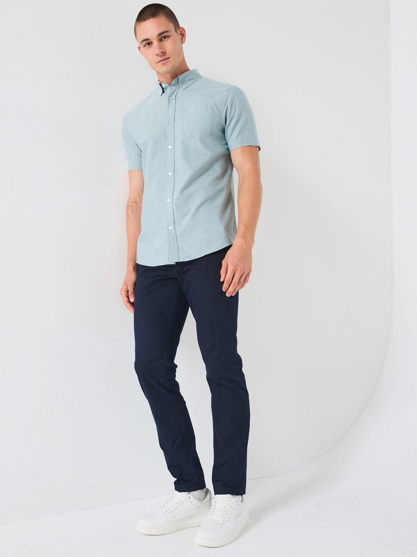 Image 3 of 6 of Very Man Short Sleeve Button Down Oxford Shirt- Green