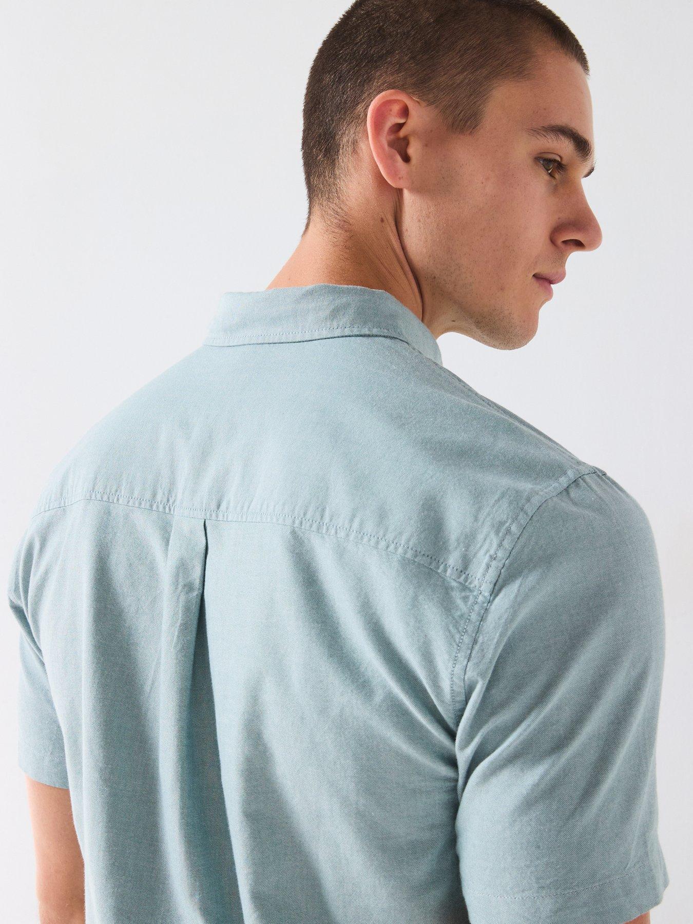 Image 4 of 6 of Very Man Short Sleeve Button Down Oxford Shirt- Green