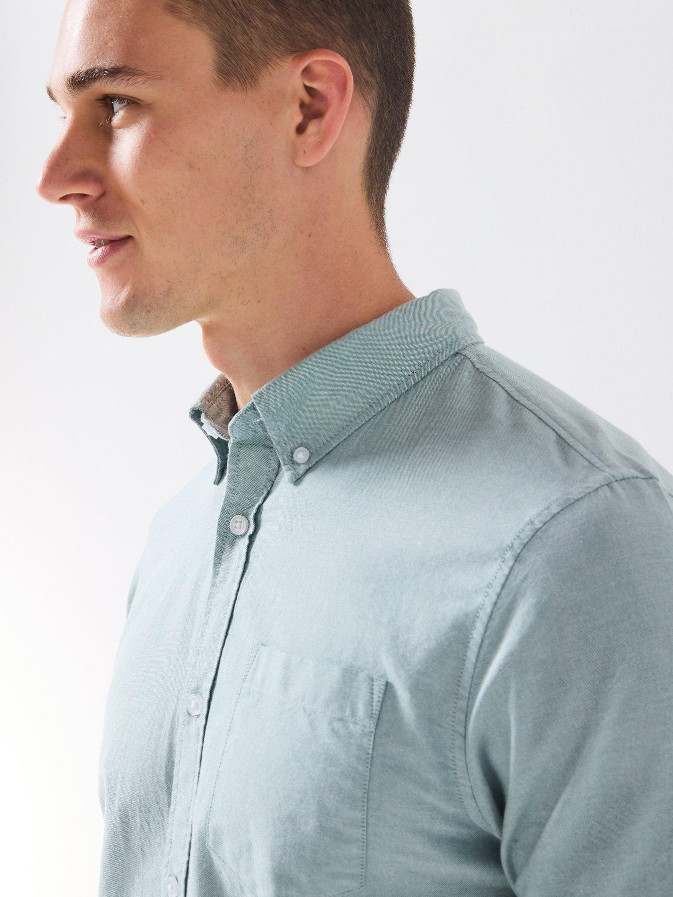  image of very-man-short-sleeve-button-down-oxford-shirt--green