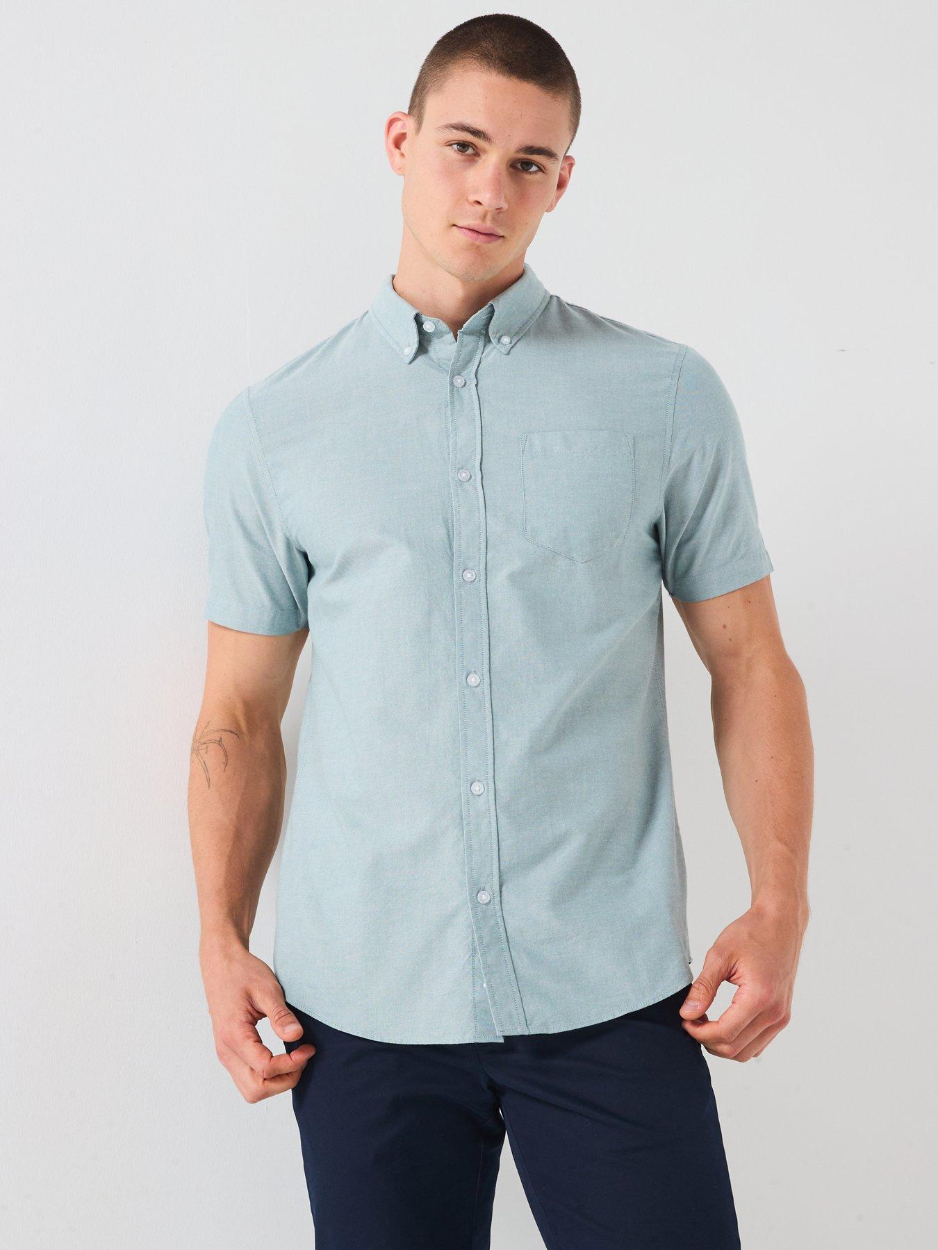  image of very-man-short-sleeve-button-down-oxford-shirt--green