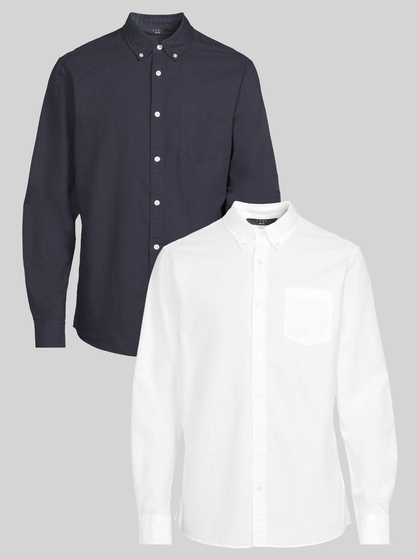 front image of the-very-collection-2-pack-long-sleeve-oxford-shirt-navywhite