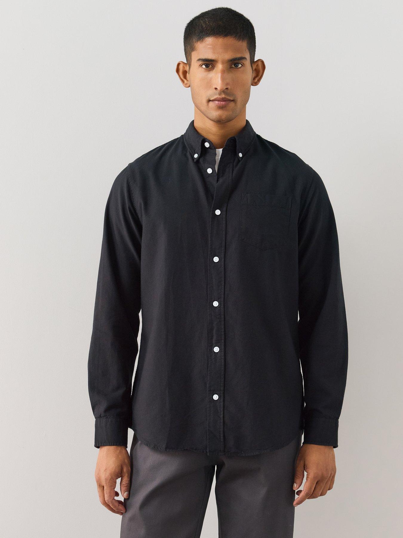 The Very Collection Pure Cotton Long Sleeve Button Down Oxford Shirt - Black