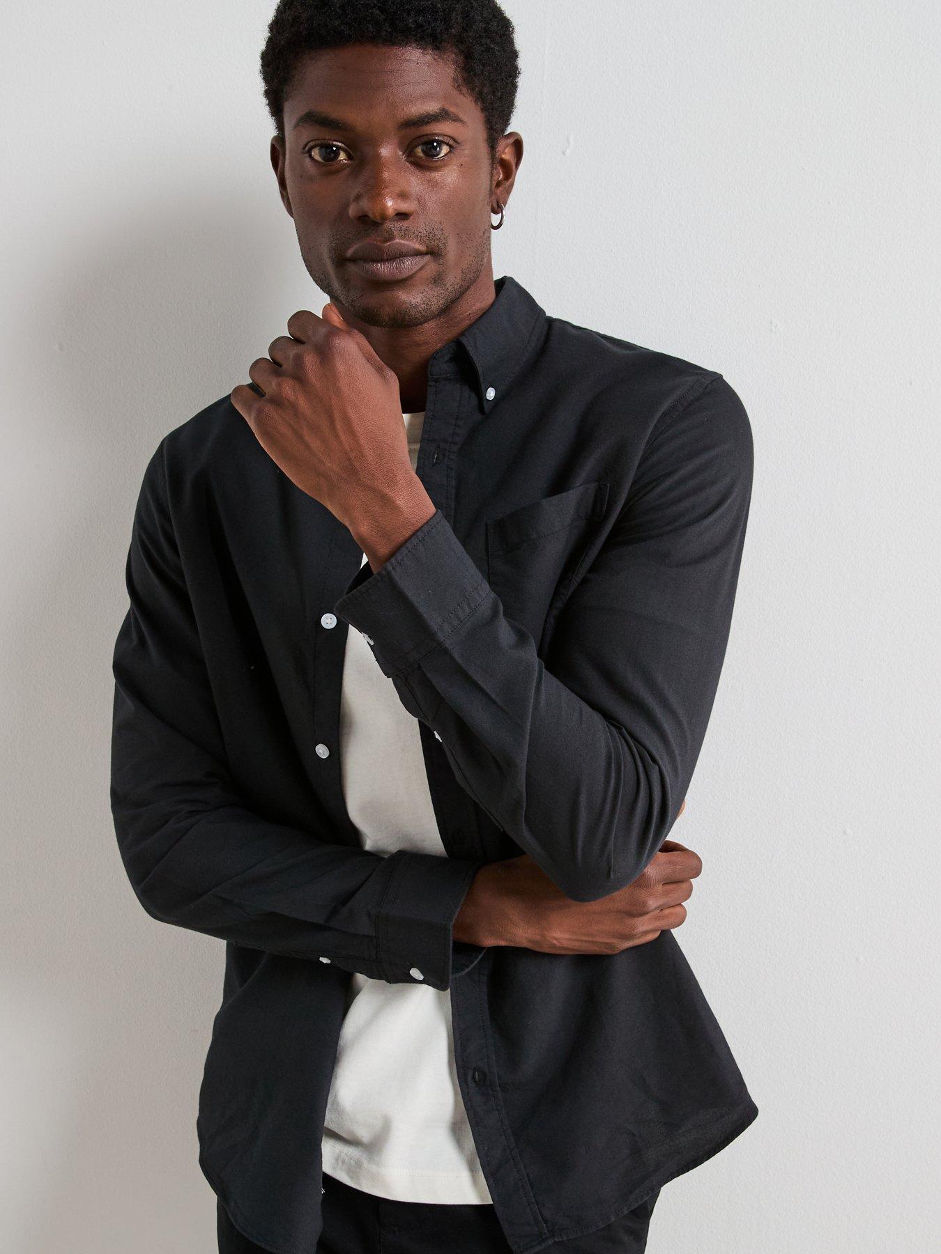 Image 5 of 6 of The Very Collection Long Sleeve Button Down Oxford Shirt - Black