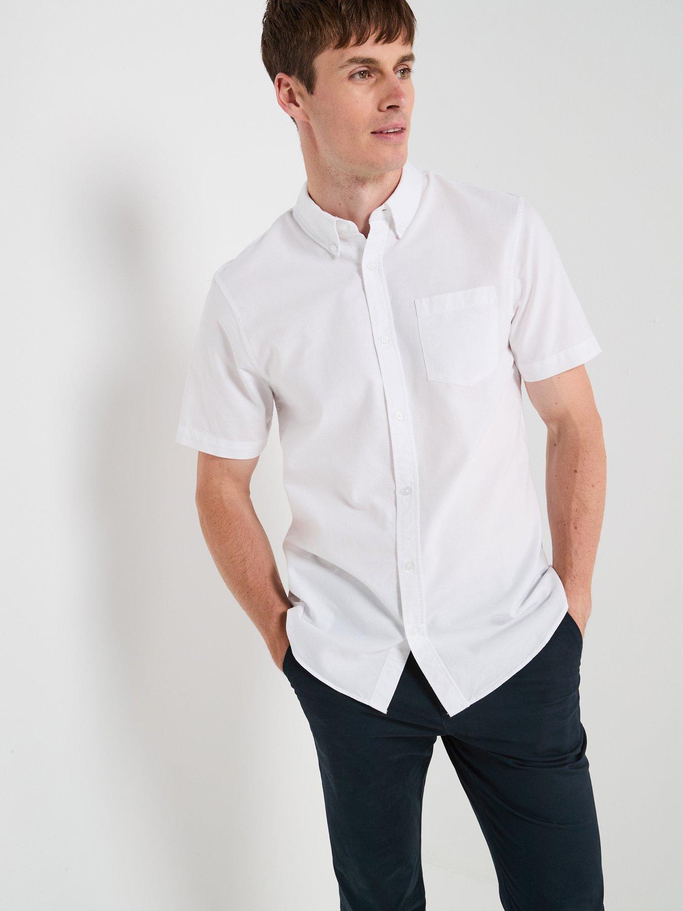 undefined Short Sleeve Button Down Oxford Shirt - White