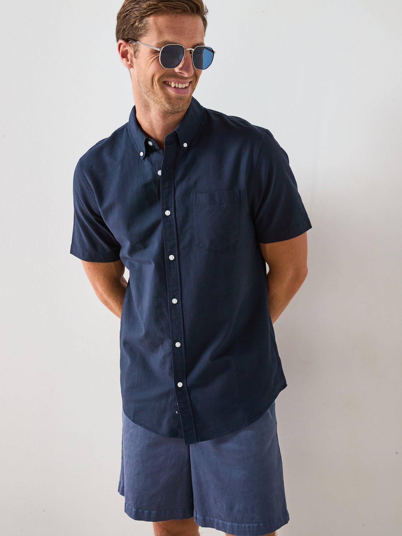 Image 4 of 6 of Very Man Short Sleeve Button Down Oxford Shirt - Navy
