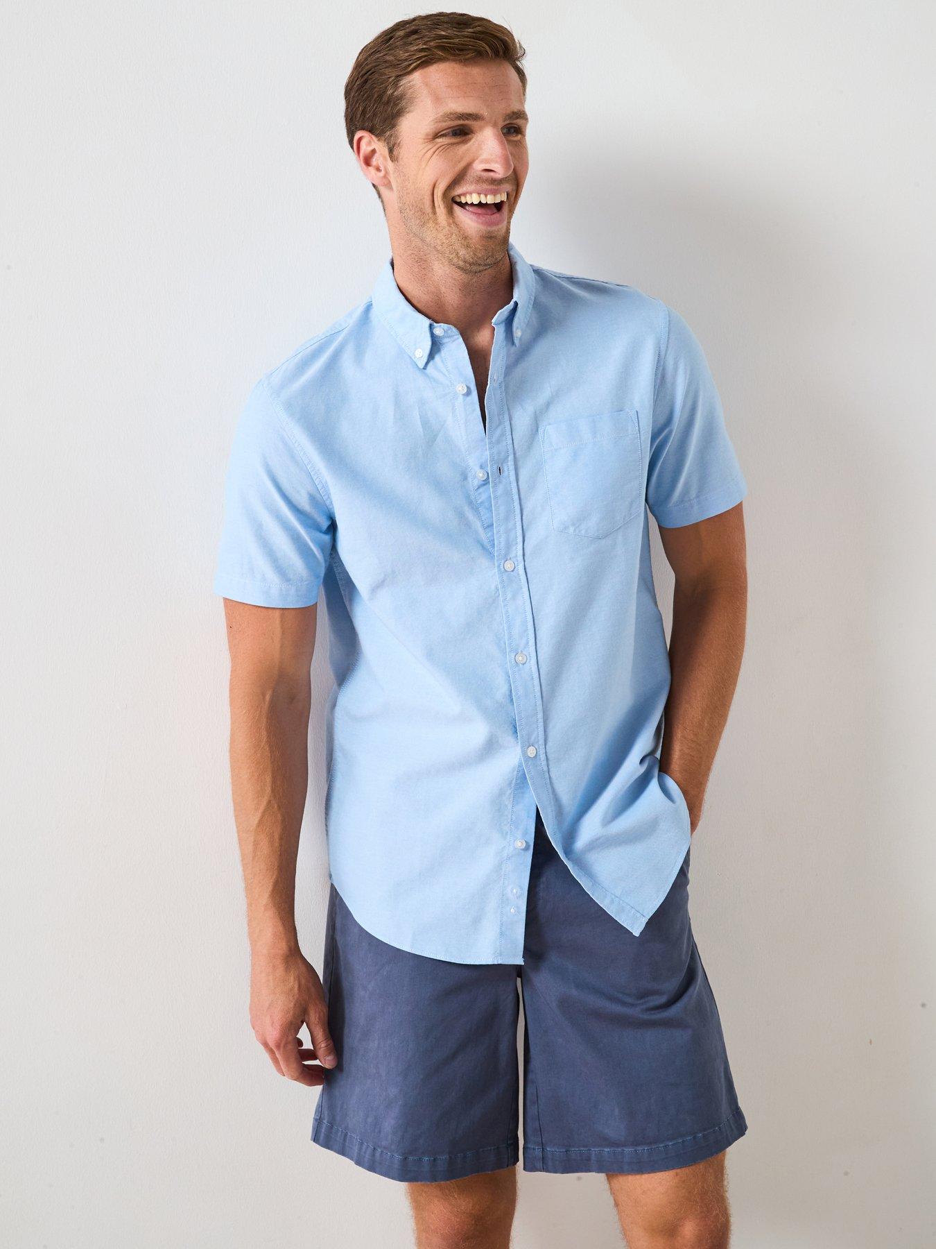the-very-collection-pure-cotton-short-sleeve-button-down-oxford-shirt-light-blue