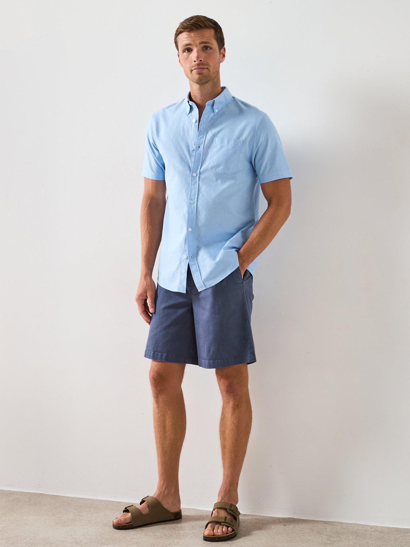 Image 3 of 6 of Very Man Short Sleeve Button Down Oxford Shirt - Light Blue