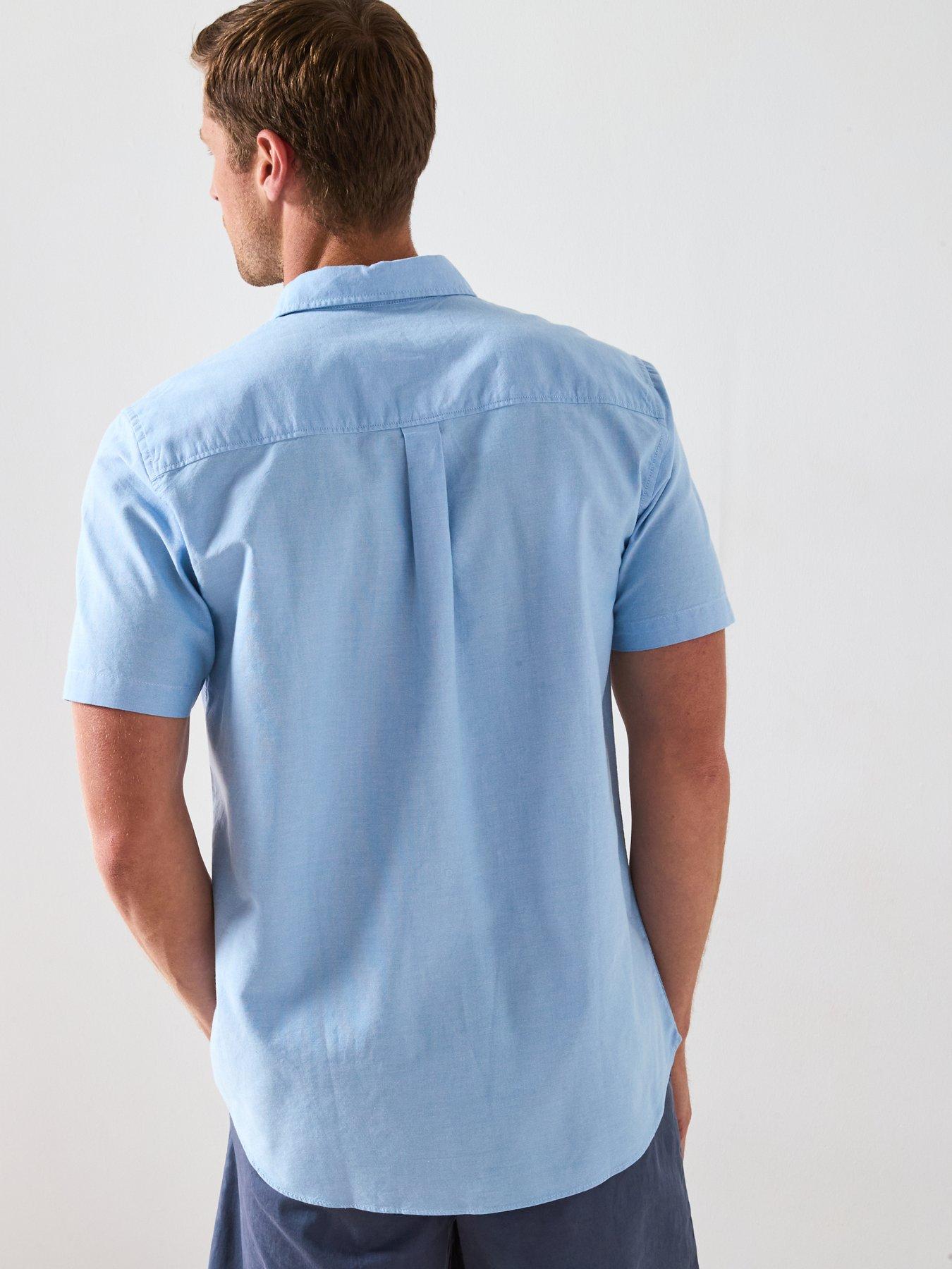 Image 5 of 6 of Very Man Short Sleeve Button Down Oxford Shirt - Light Blue
