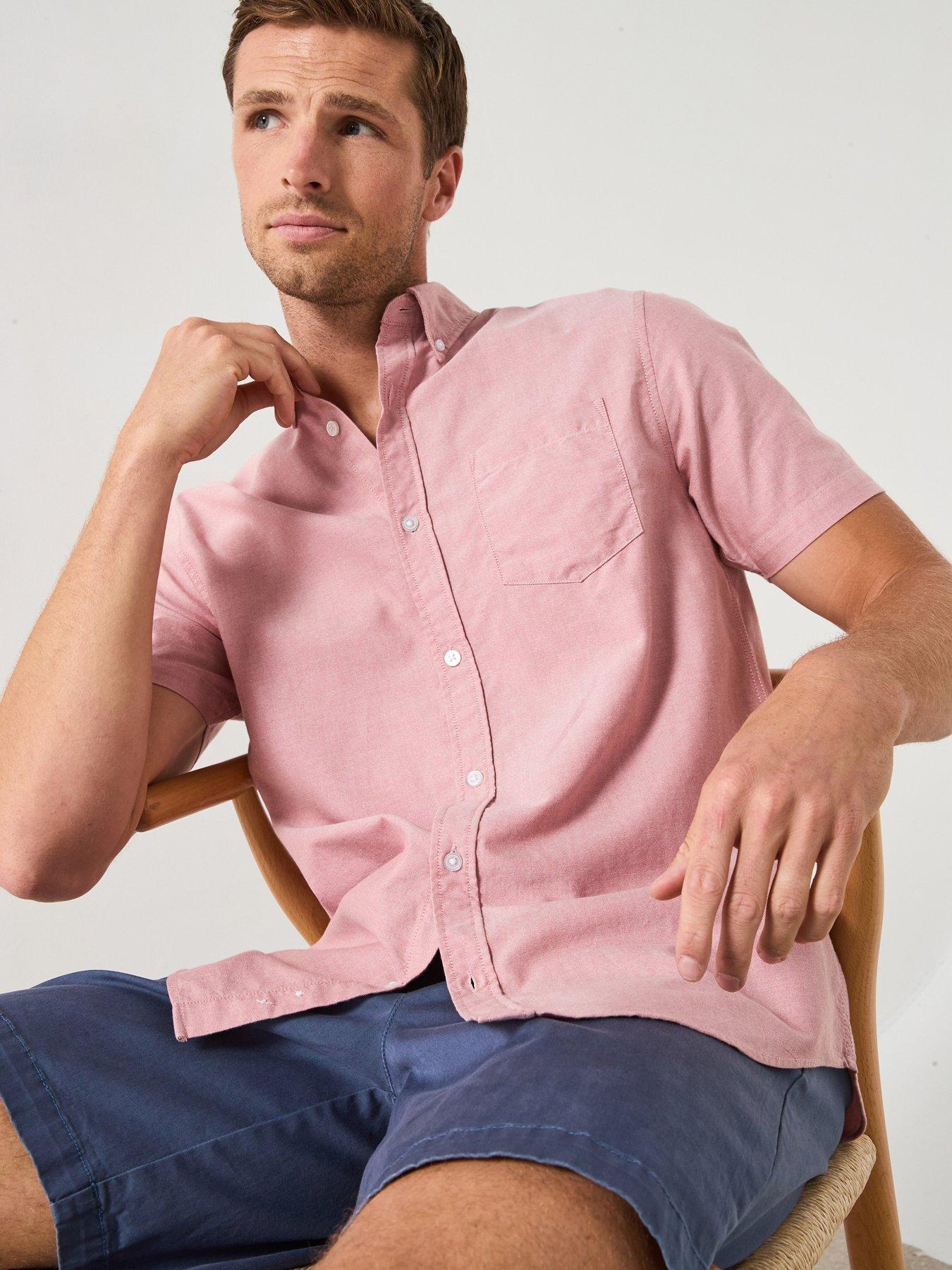 Very Man Short Sleeve Button Down Oxford Shirt - Pink