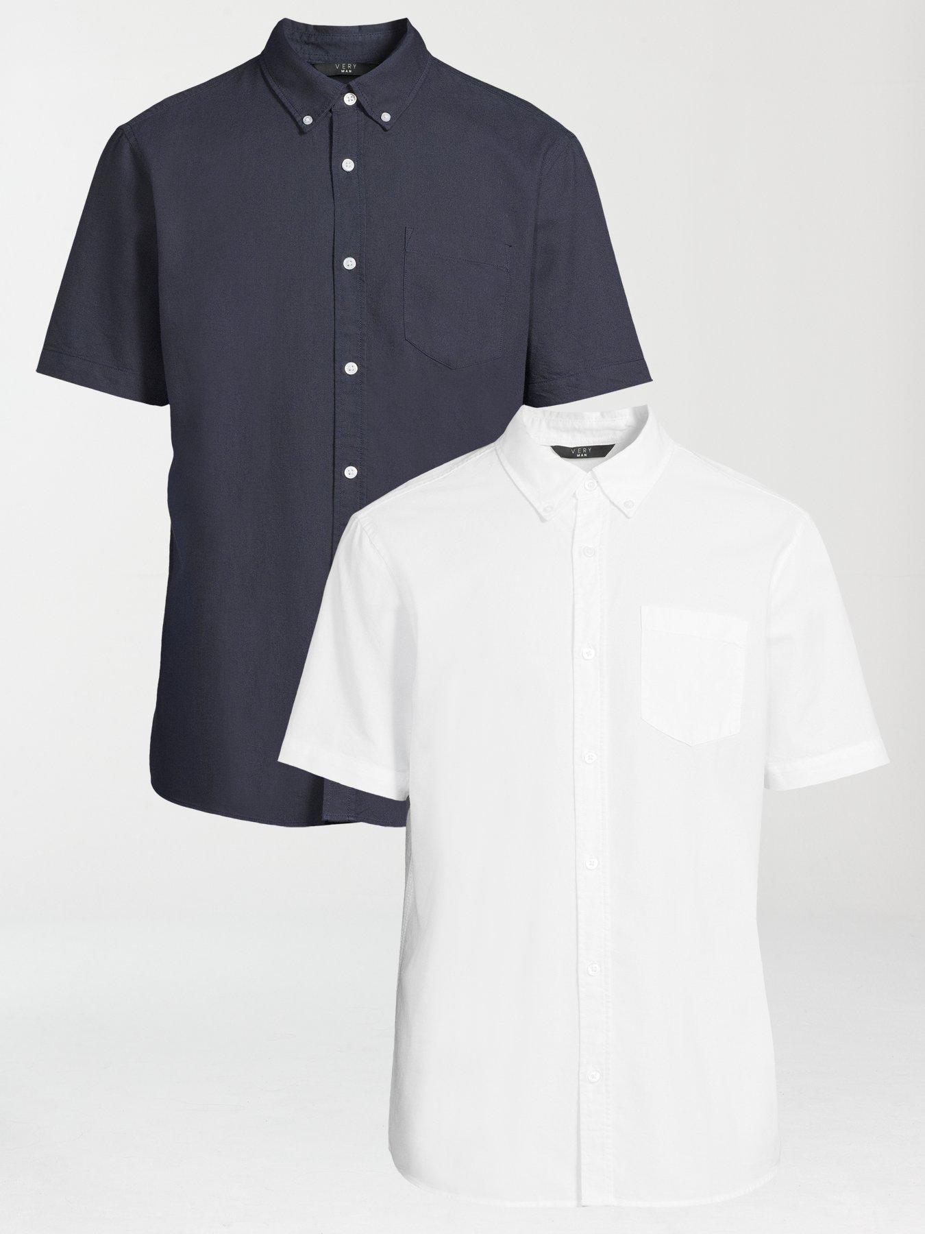  image of the-very-collection-2-pack-short-sleeve-oxford-shirts-whitenavy