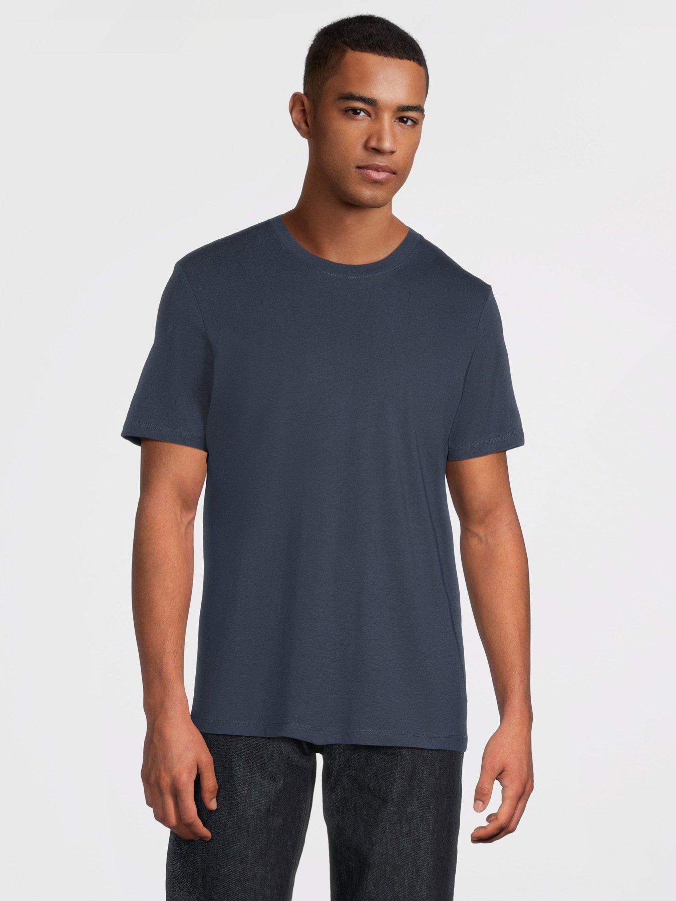 stillFront image of the-very-collection-5-pack-crew-neck-t-shirt-navybrown-marltanmushroombeige-marl