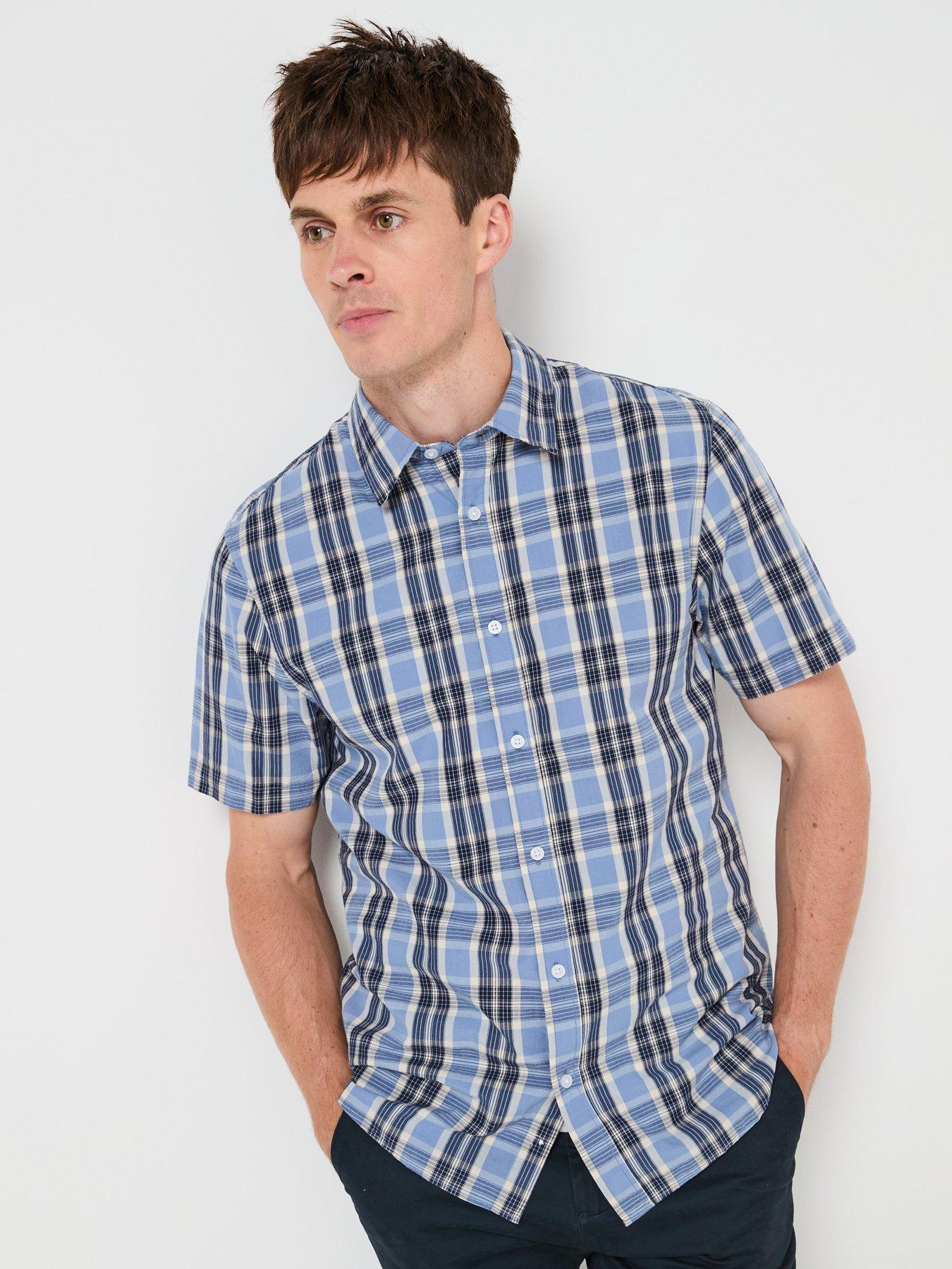 Image 1 of 6 of Very Man Short Sleeve Check Shirt - Blue