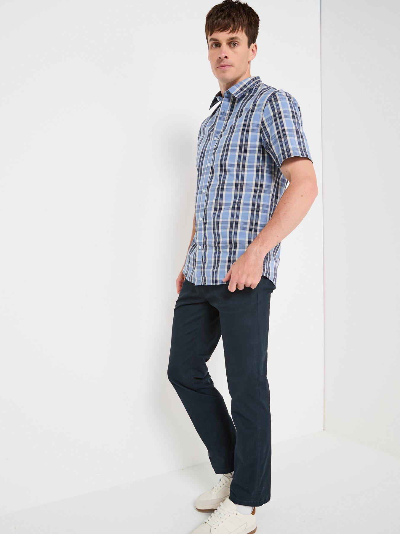 Image 3 of 6 of Very Man Short Sleeve Check Shirt - Blue