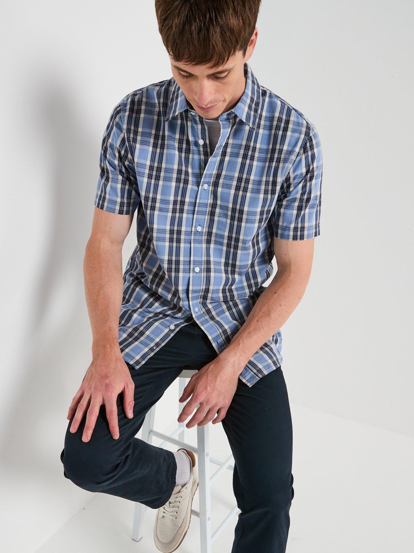 Image 5 of 6 of Very Man Short Sleeve Check Shirt - Blue