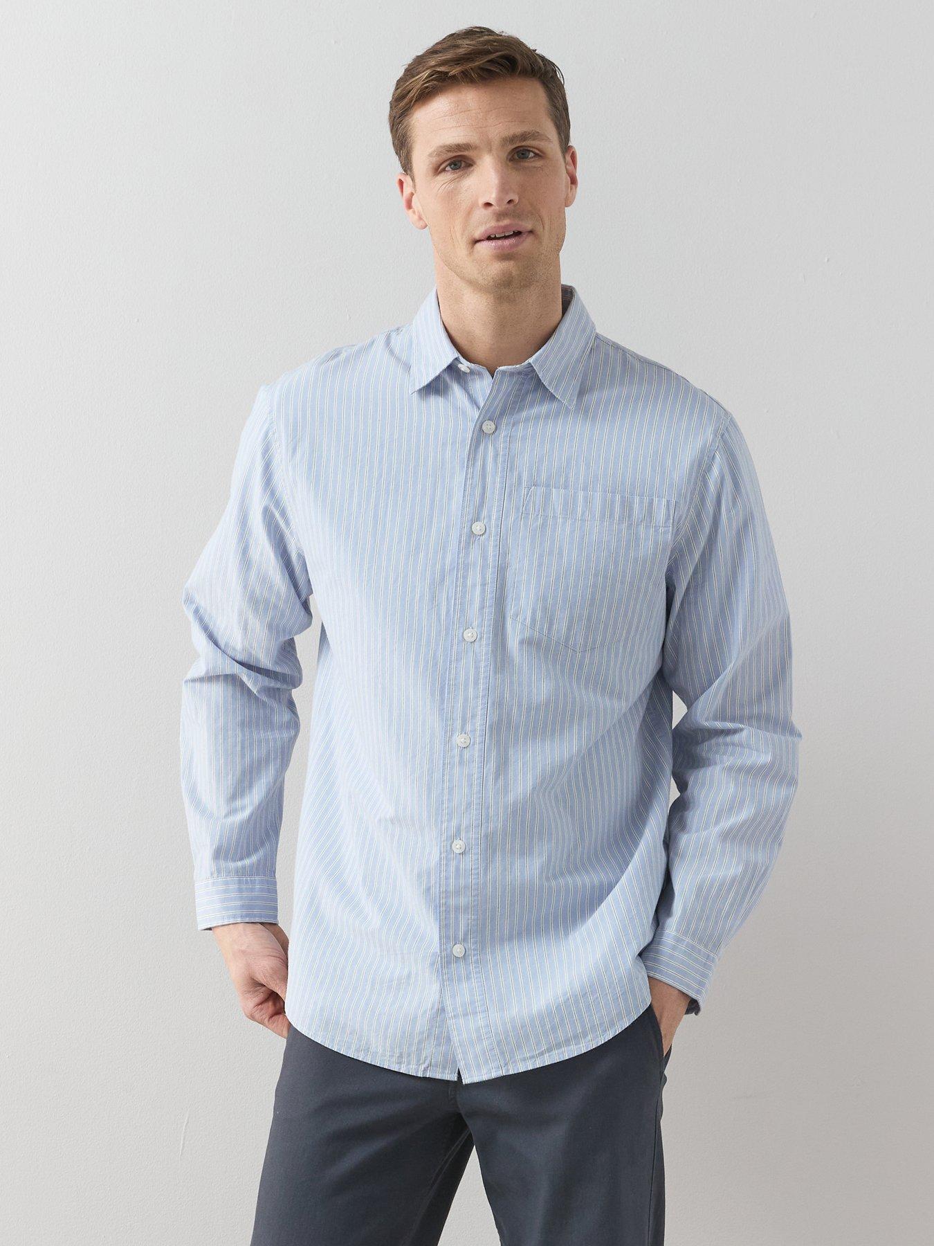 Very Man Long Sleeve Stripe Shirt - Light Blue