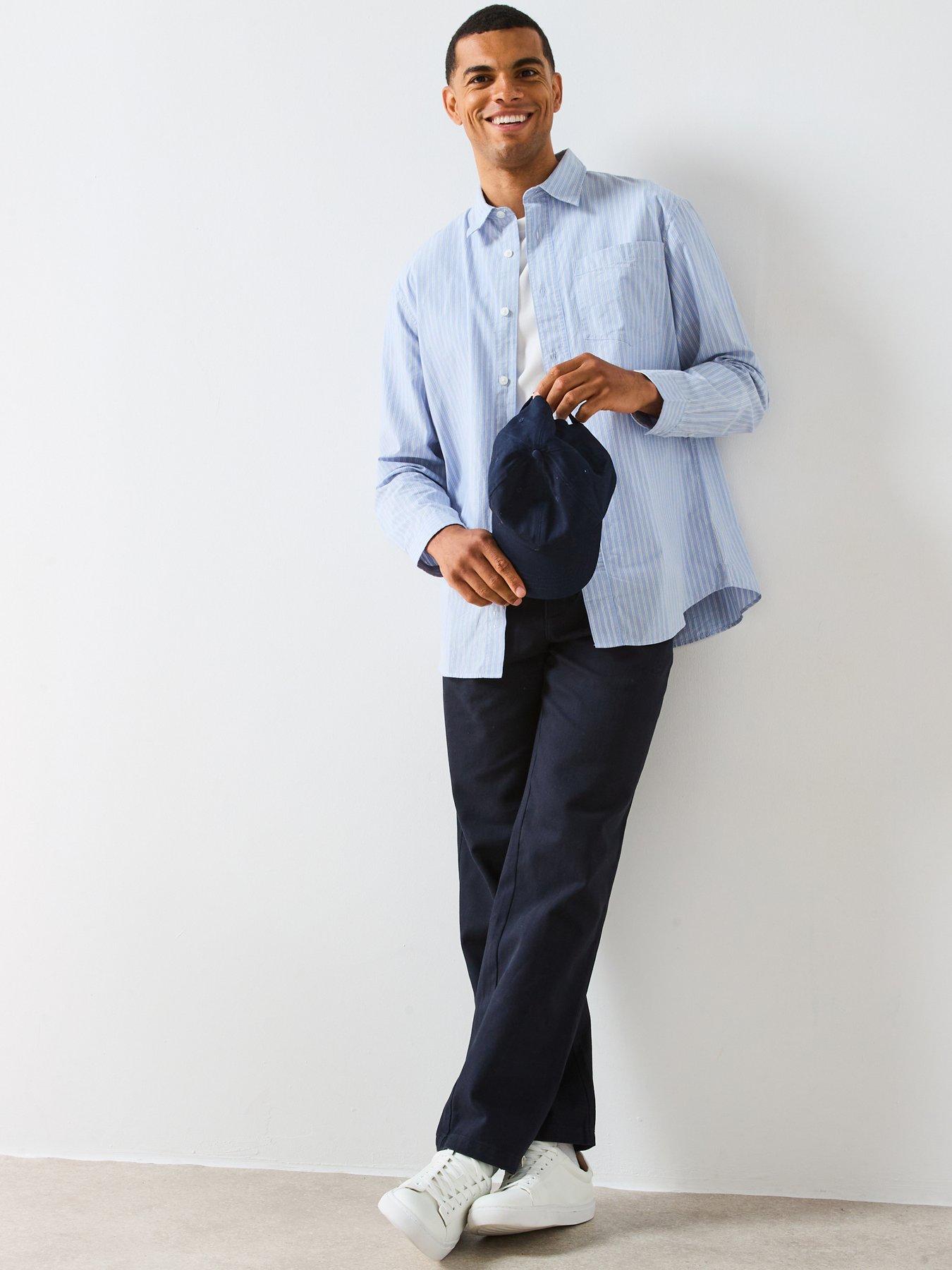 Image 3 of 6 of Very Man Long Sleeve Stripe Shirt - Light Blue