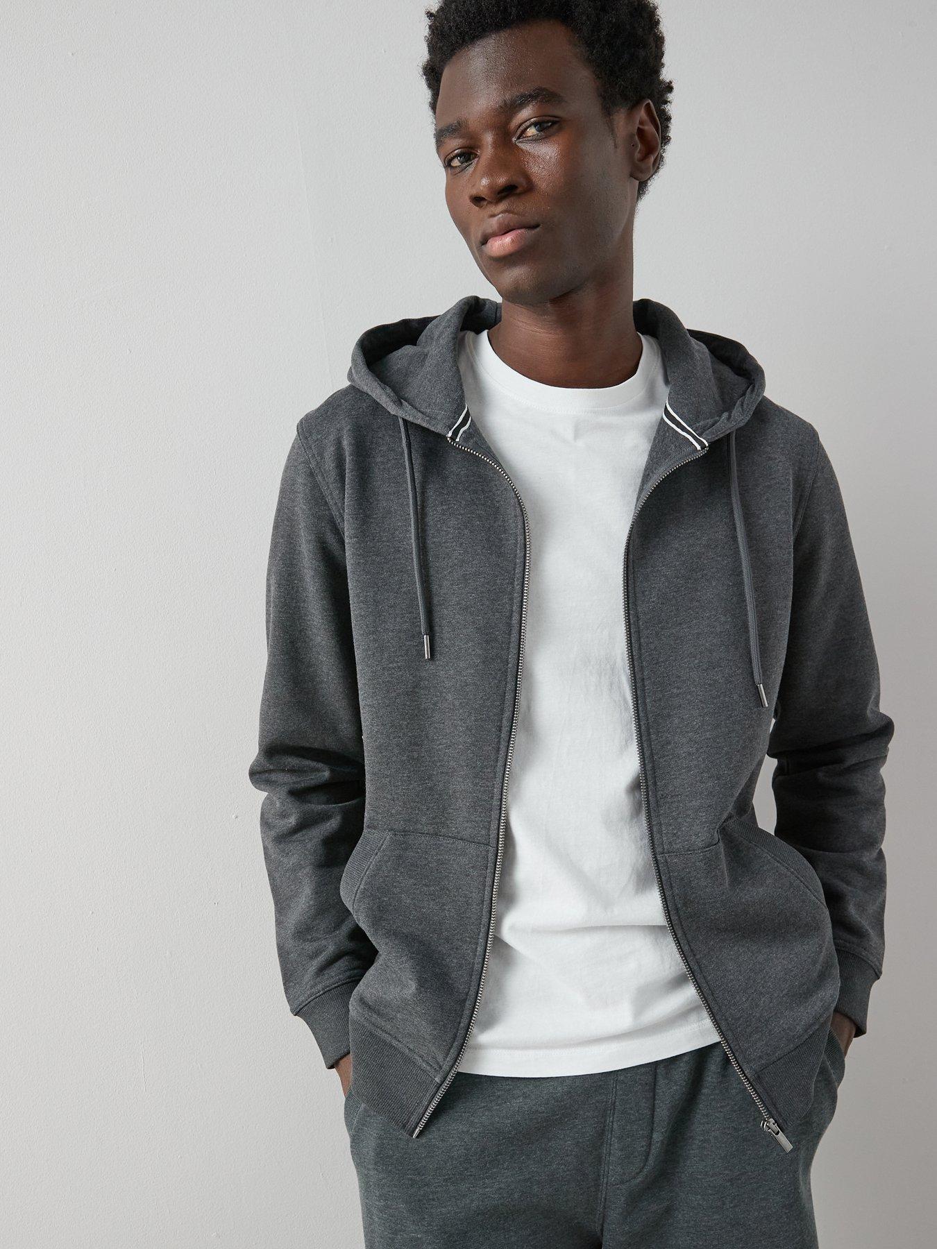 The Very Collection Cotton Blend Essential Zip Through Hoody - Charcoal Marl