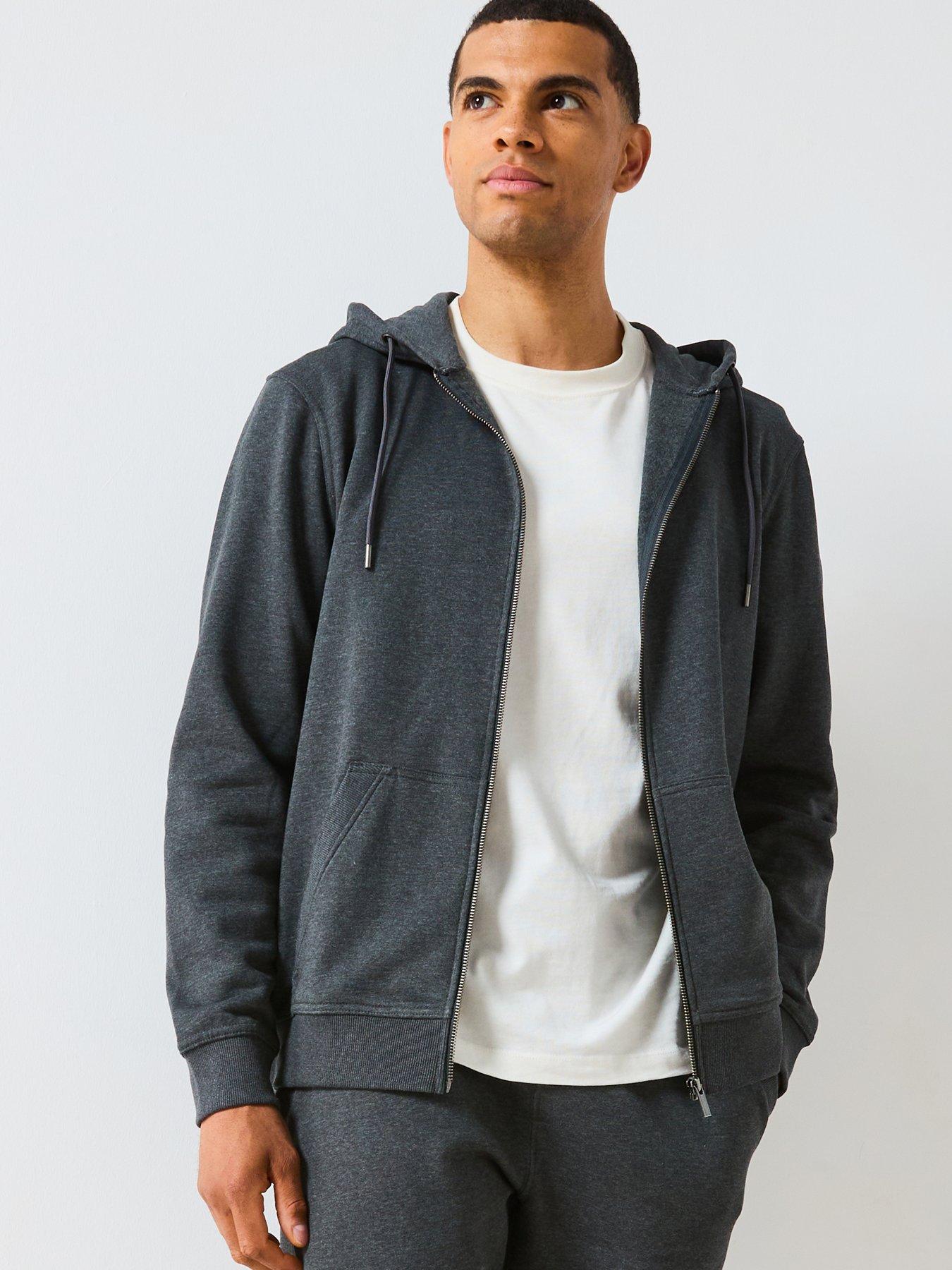 Image 1 of 6 of Very Man Essential Zip Through Hoodie - Charcoal