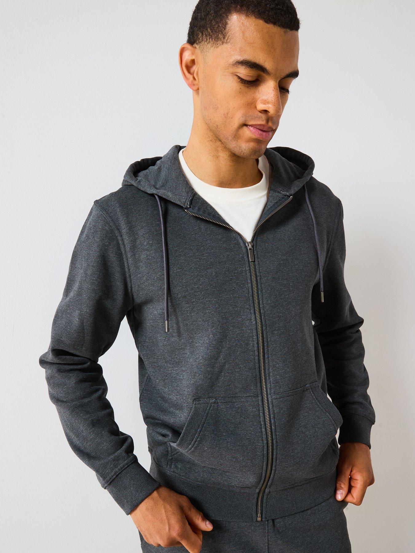 Image 4 of 6 of Very Man Essential Zip Through Hoodie - Charcoal