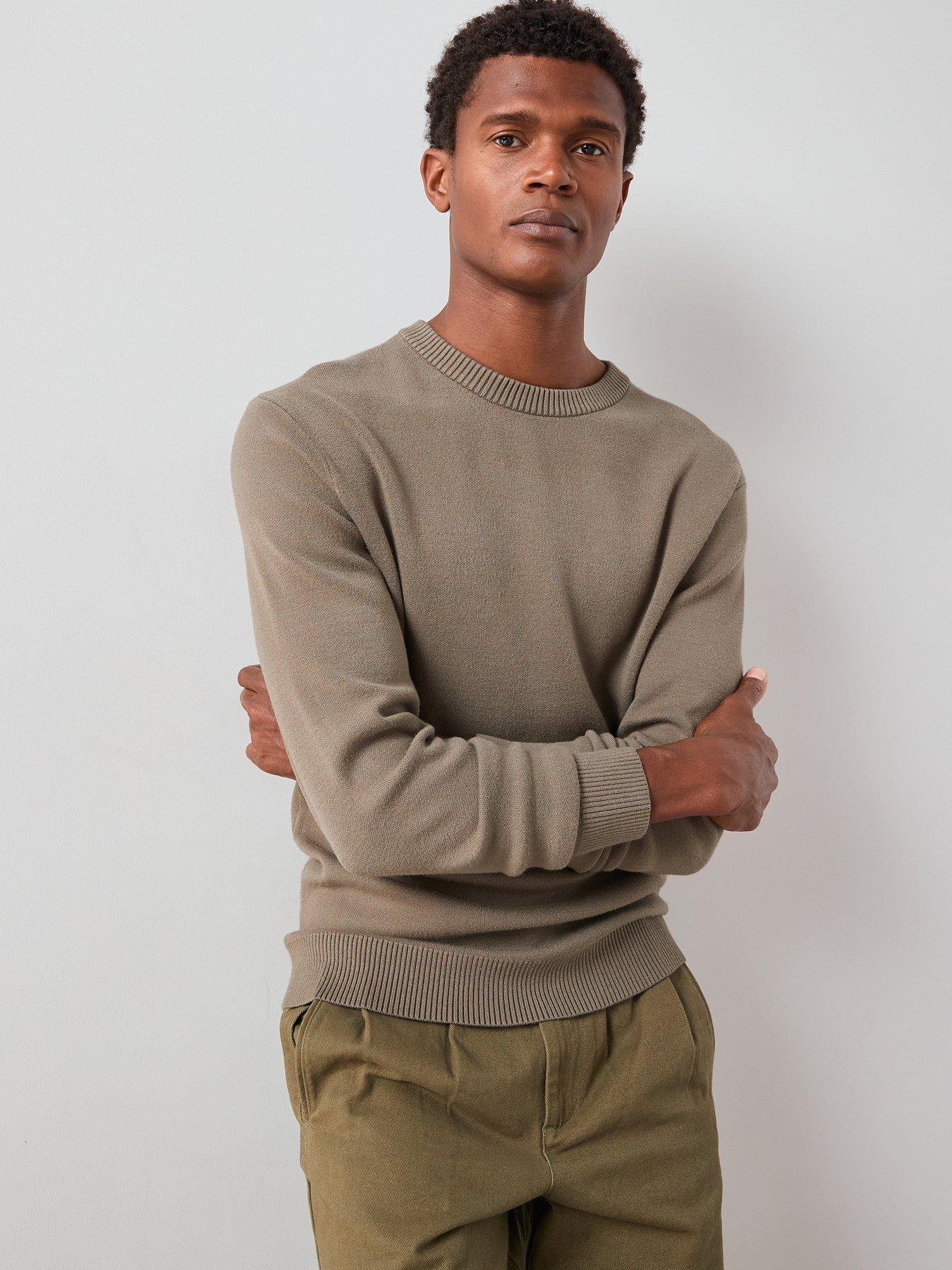 undefined Midweight Knitted Crew Neck Jumper - Khaki