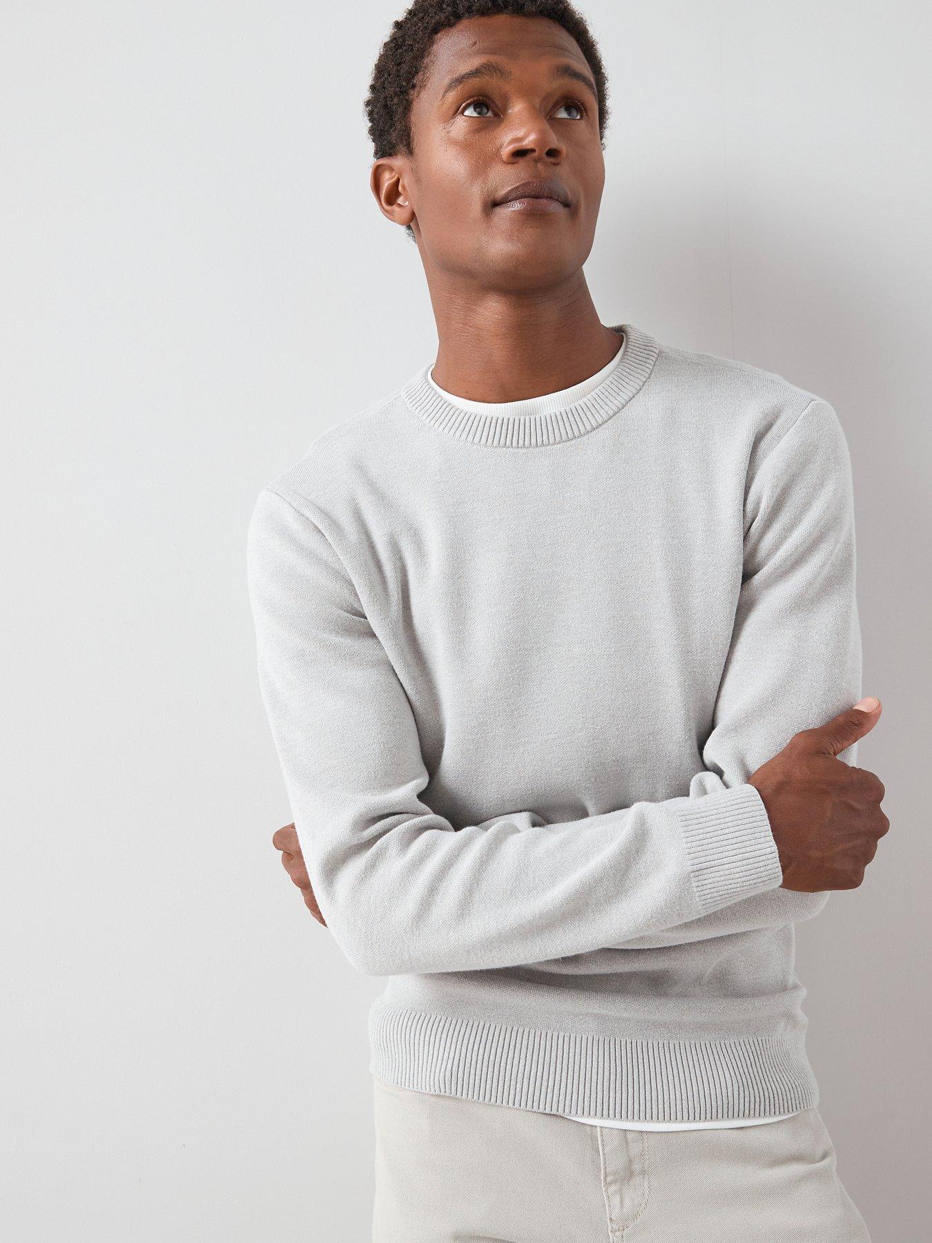 undefined Midweight Knitted Crew Neck Jumper - Light Grey