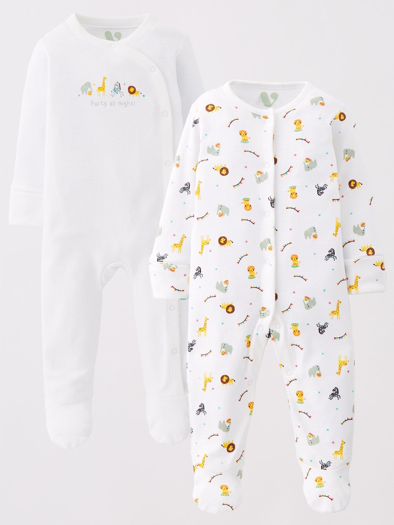 Image 1 of 5 of Mini V by Very Animal 2 Pack Sleepsuits