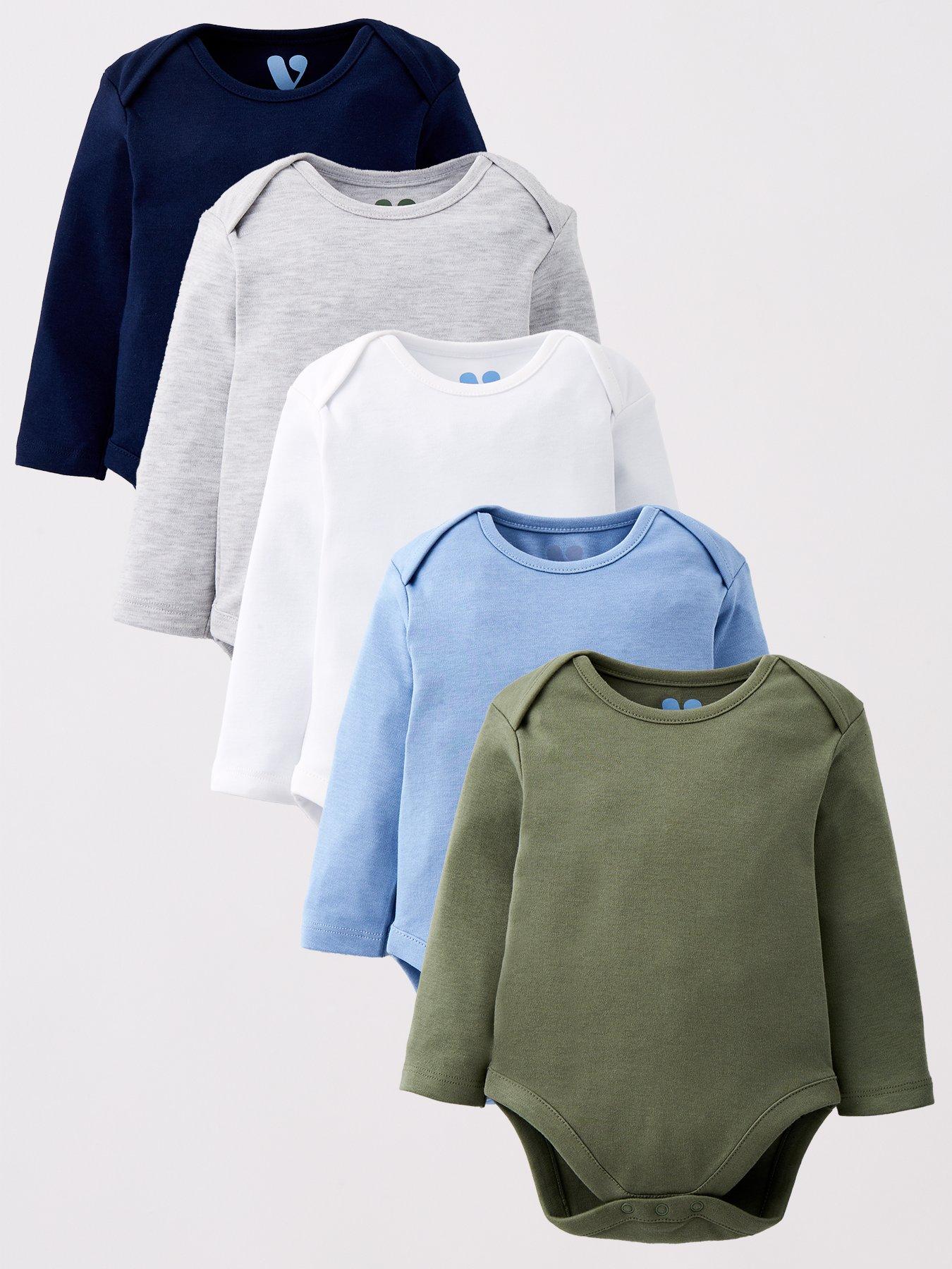 undefined Baby Boy Long Sleeve 5 Pack Bodysuits - Blue