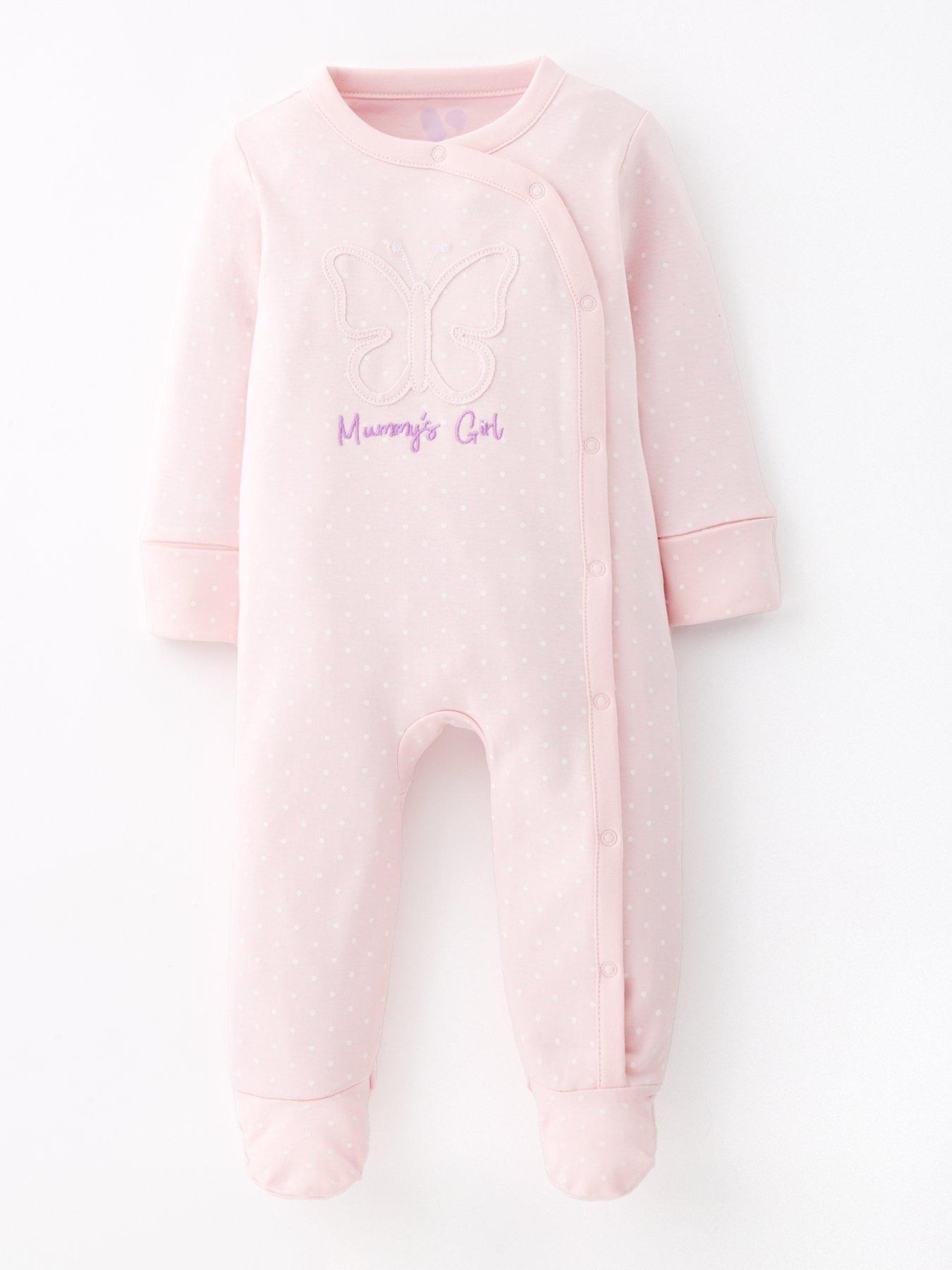 undefined Baby Girl Mummy's Girl Butterfly Sleepsuit - Pink
