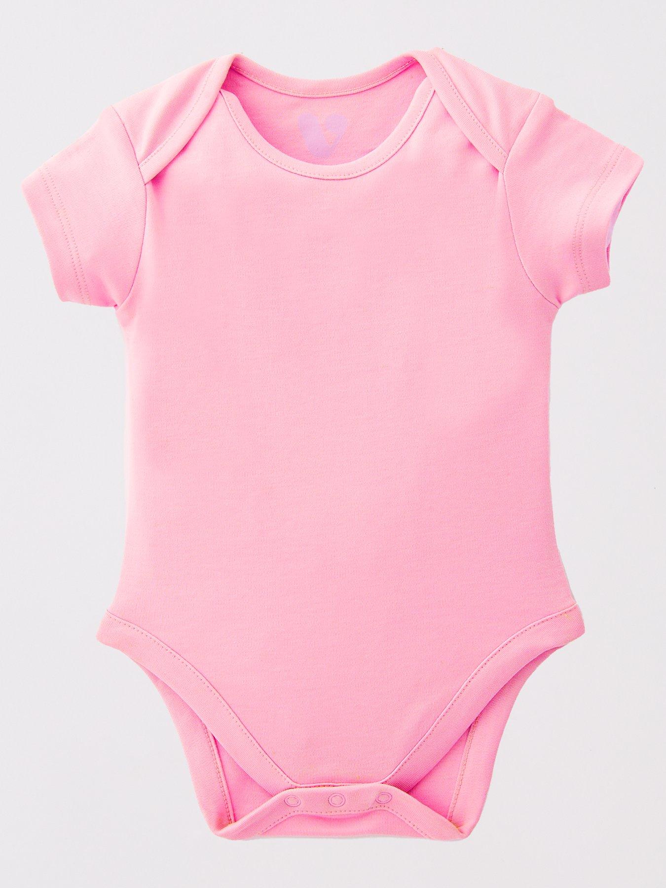 Image 3 of 5 of Mini V by Very Baby Girls Pastel Short Sleeve 5 Pack Bodysuits - Pink