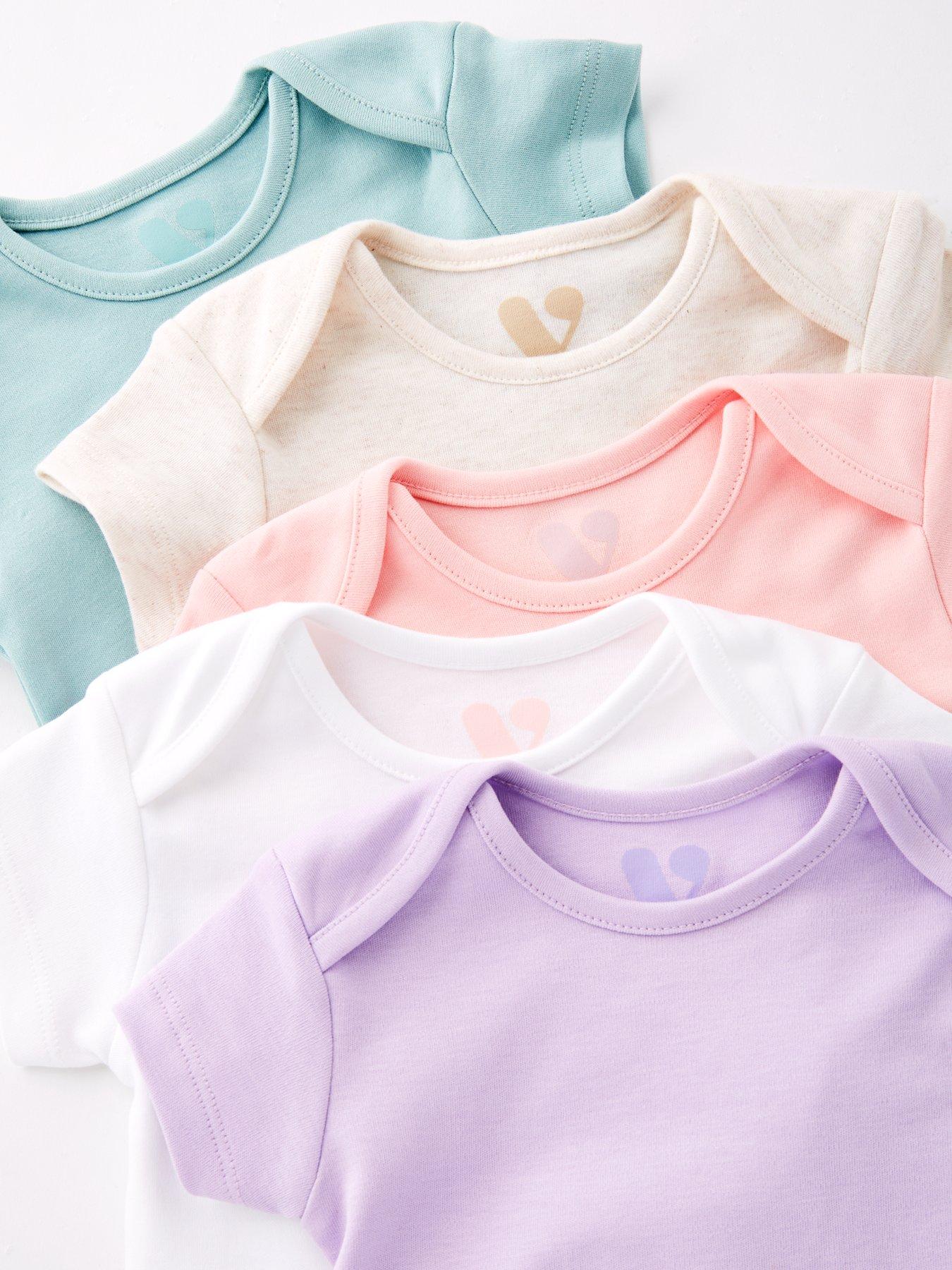 Image 5 of 5 of Mini V by Very Baby Girls Pastel Short Sleeve 5 Pack Bodysuits - Pink