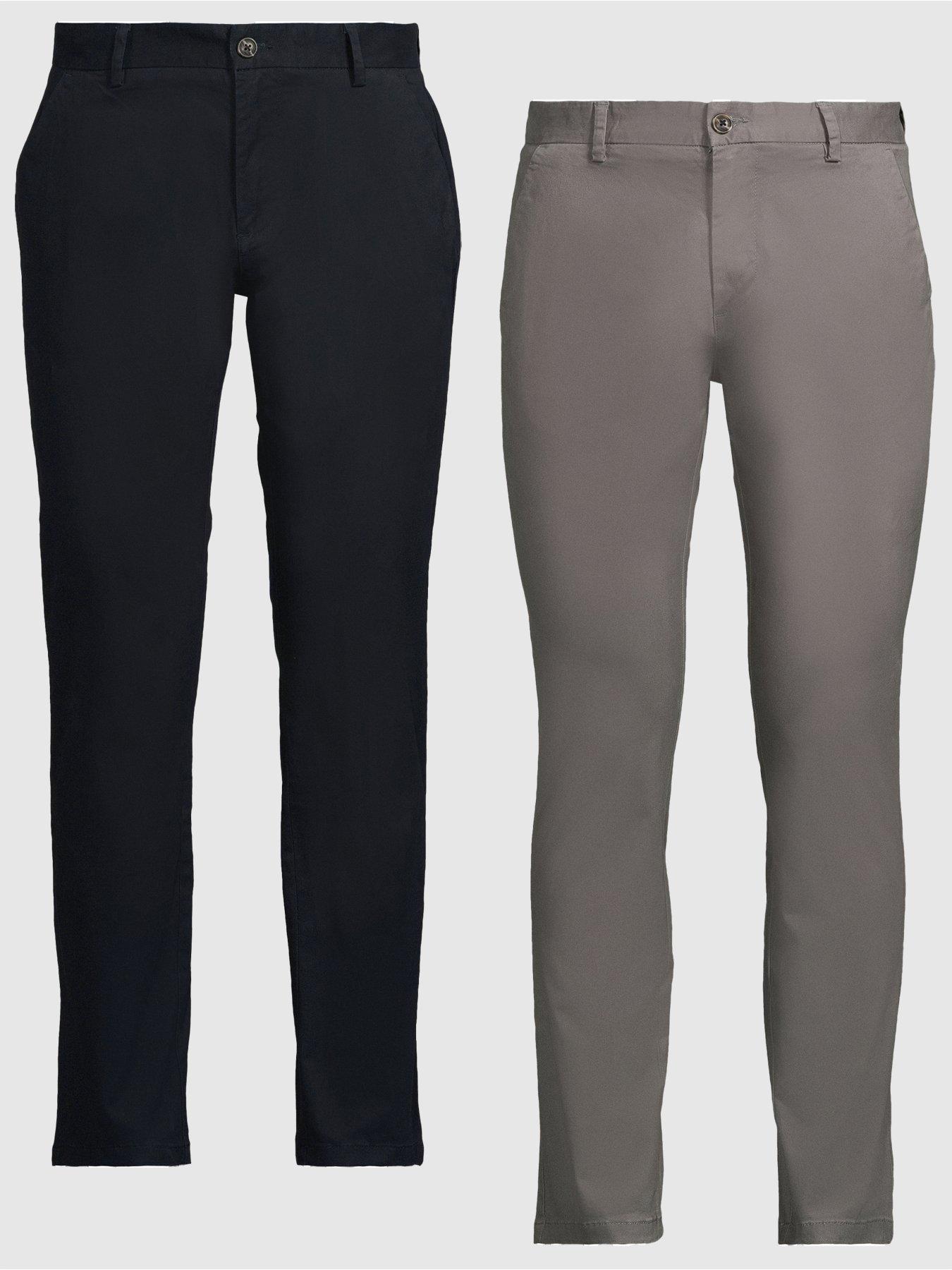 undefined 2 Pack Slim Chino Trousers - Navy/Charcoal