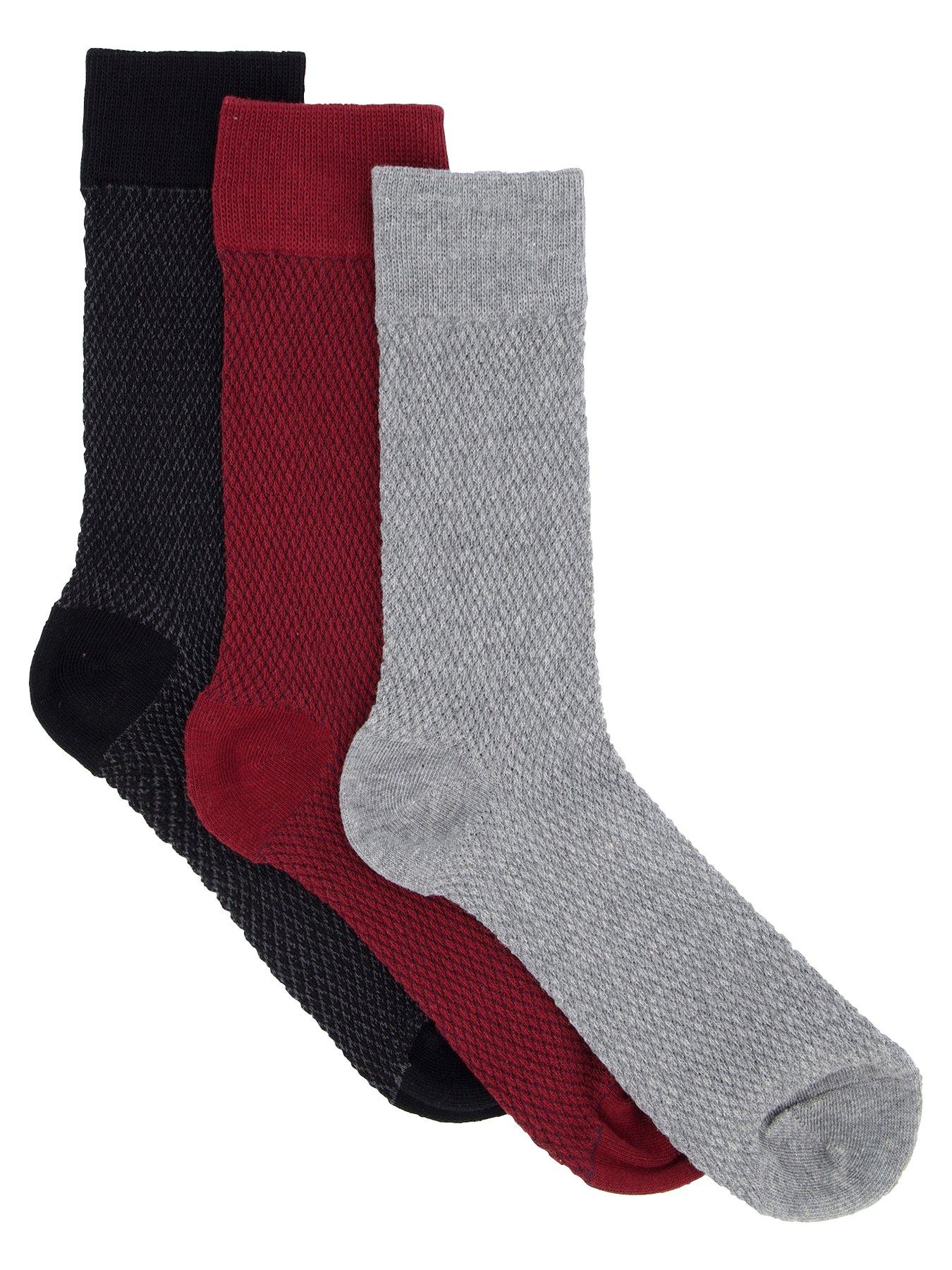 undefined 3 Pack Assorted Textured Socks - Multi